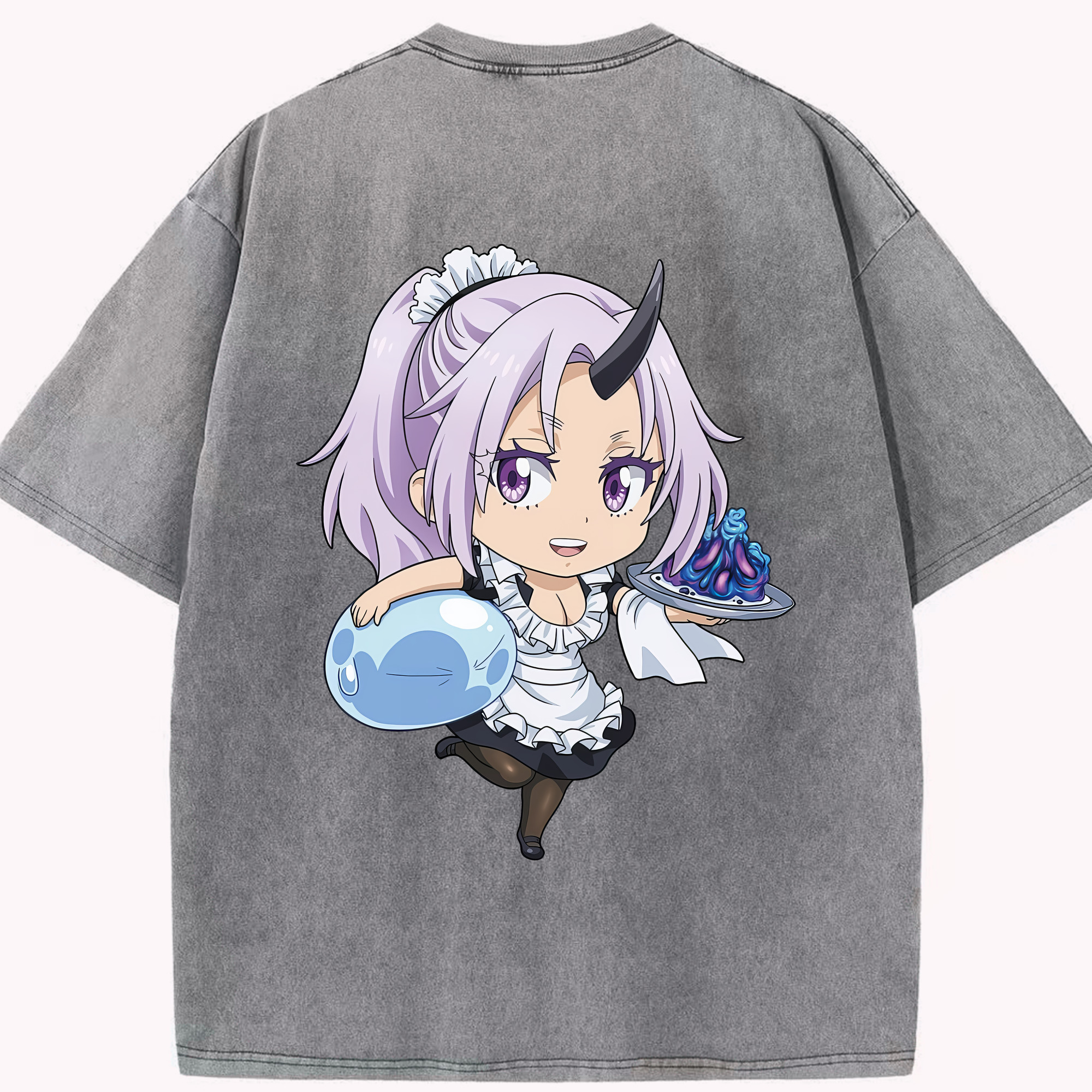 （画像用） 転スラ Regarding Reincarnated to Slime 綿100% ヴィンテージ風 半袖Tシャツ（背面プリント）