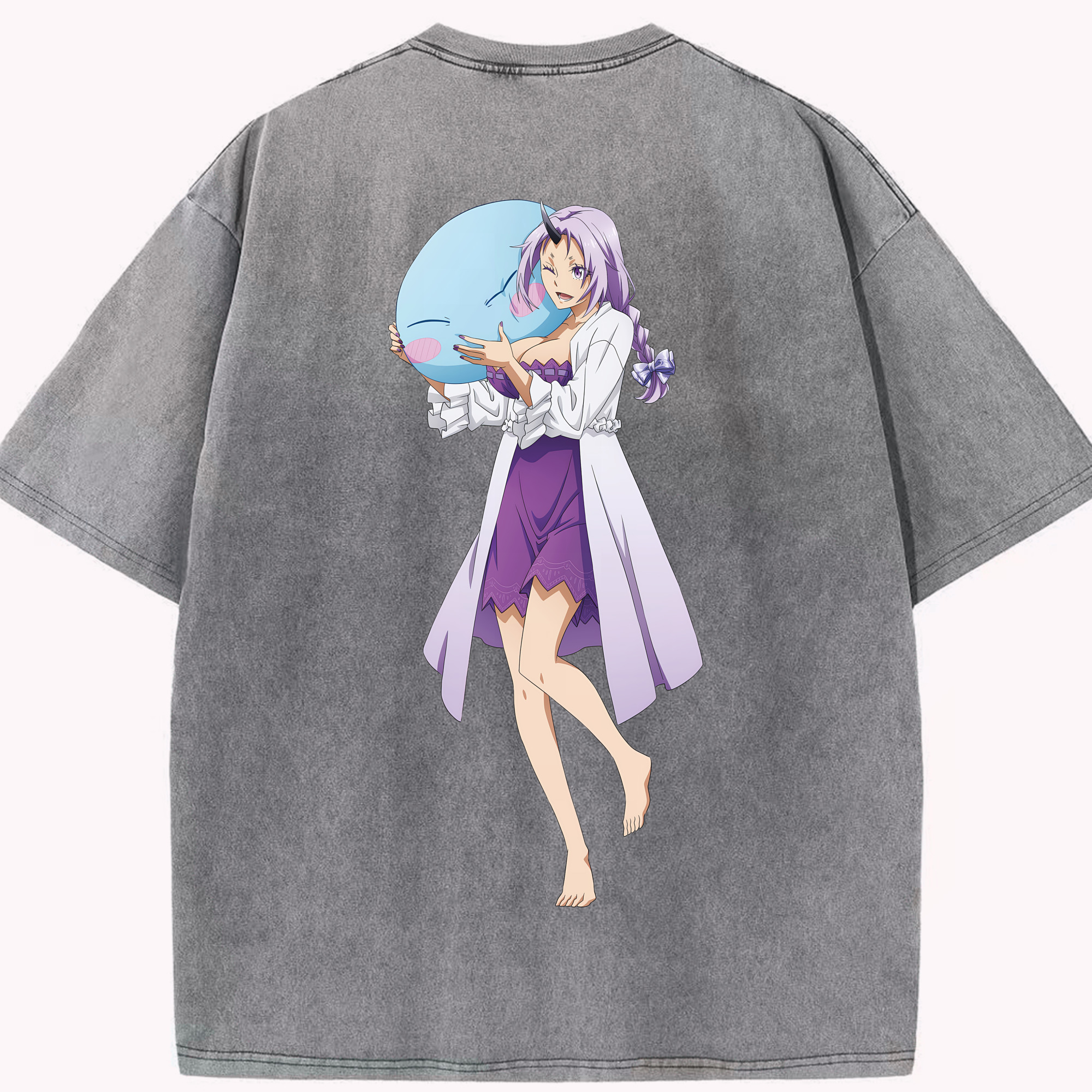 （画像用） 転スラ Regarding Reincarnated to Slime 綿100% ヴィンテージ風 半袖Tシャツ（背面プリント）