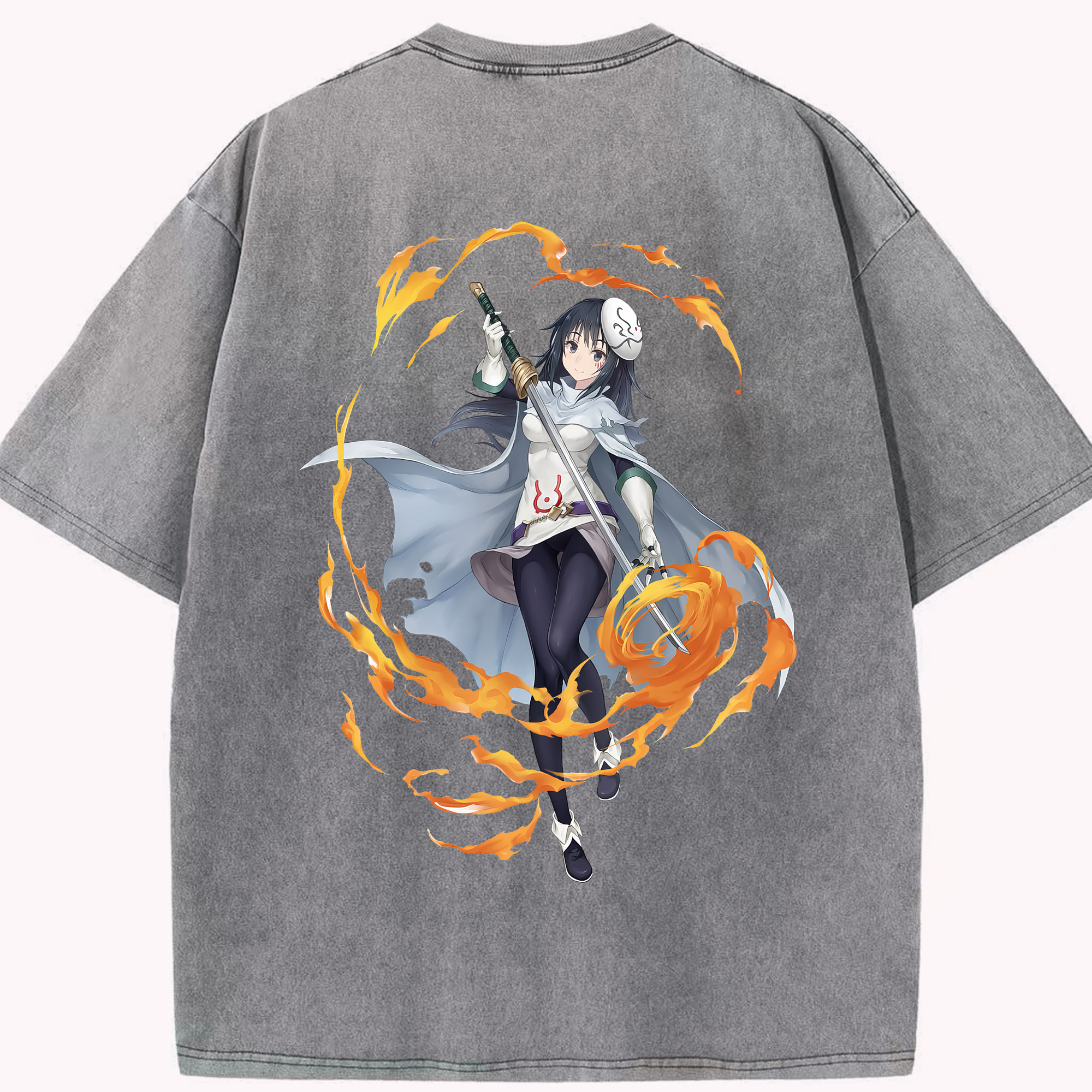 （画像用） 転スラ Regarding Reincarnated to Slime 綿100% ヴィンテージ風 半袖Tシャツ（背面プリント）