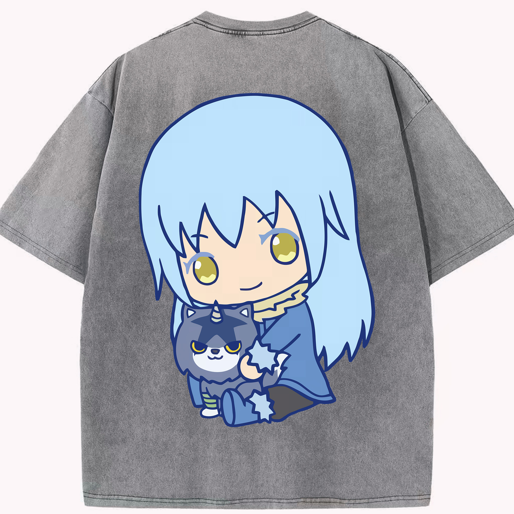 （画像用） 転スラ Regarding Reincarnated to Slime 綿100% ヴィンテージ風 半袖Tシャツ（背面プリント）