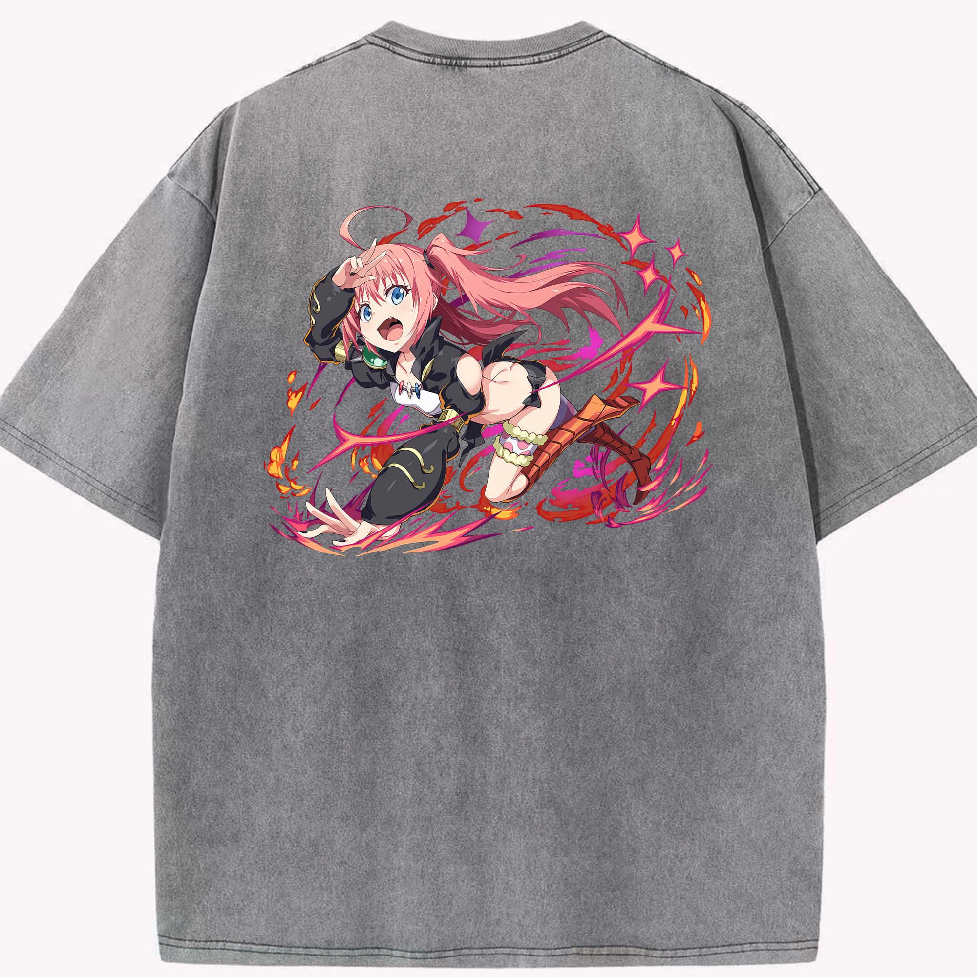 （画像用） 転スラ Regarding Reincarnated to Slime 綿100% ヴィンテージ風 半袖Tシャツ（背面プリント）