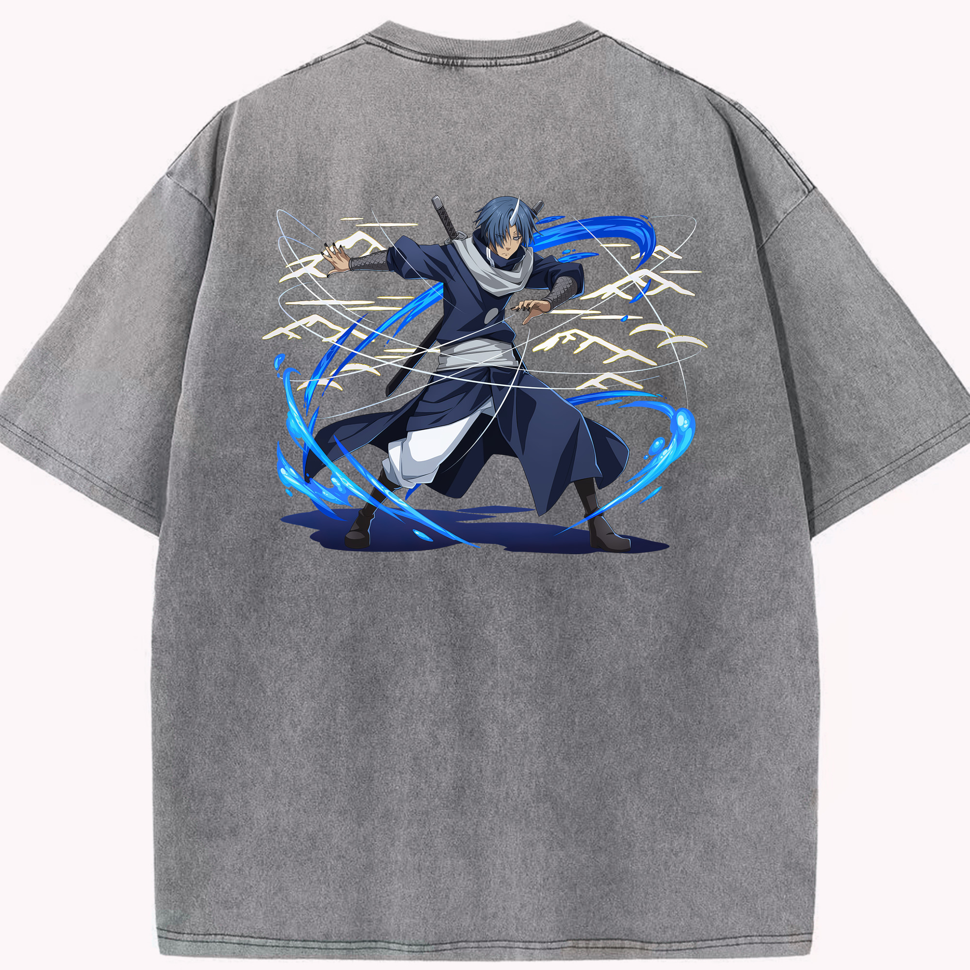 （画像用） 転スラ Regarding Reincarnated to Slime 綿100% ヴィンテージ風 半袖Tシャツ（背面プリント）