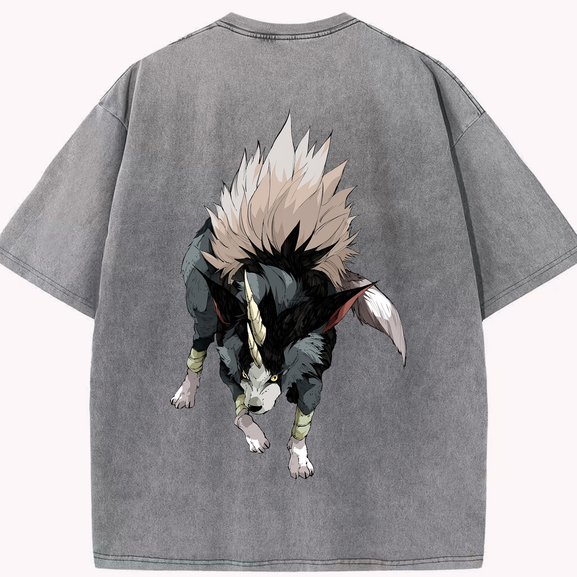 （画像用） 転スラ Regarding Reincarnated to Slime 綿100% ヴィンテージ風 半袖Tシャツ（背面プリント）