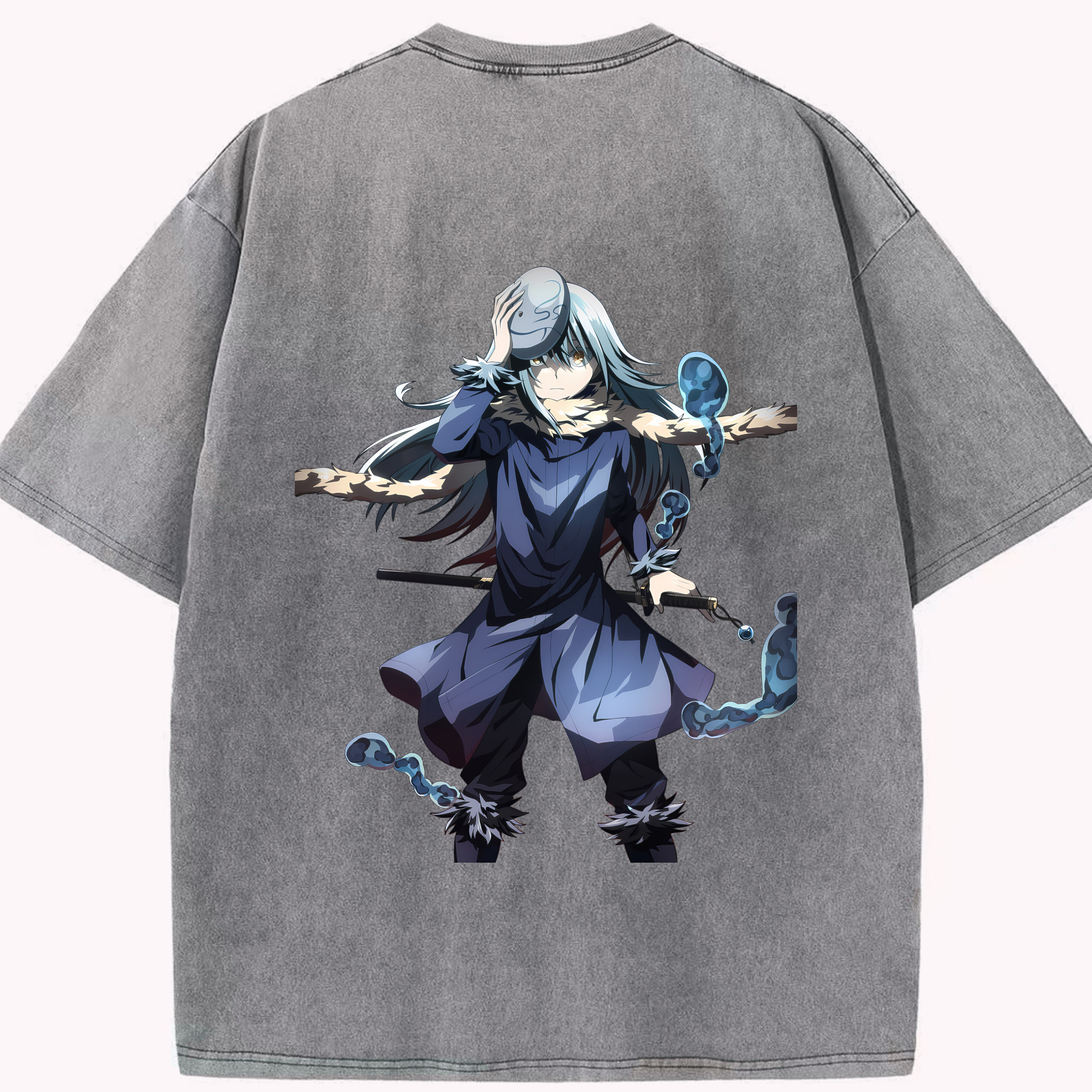 （画像用） 転スラ Regarding Reincarnated to Slime 綿100% ヴィンテージ風 半袖Tシャツ（背面プリント）