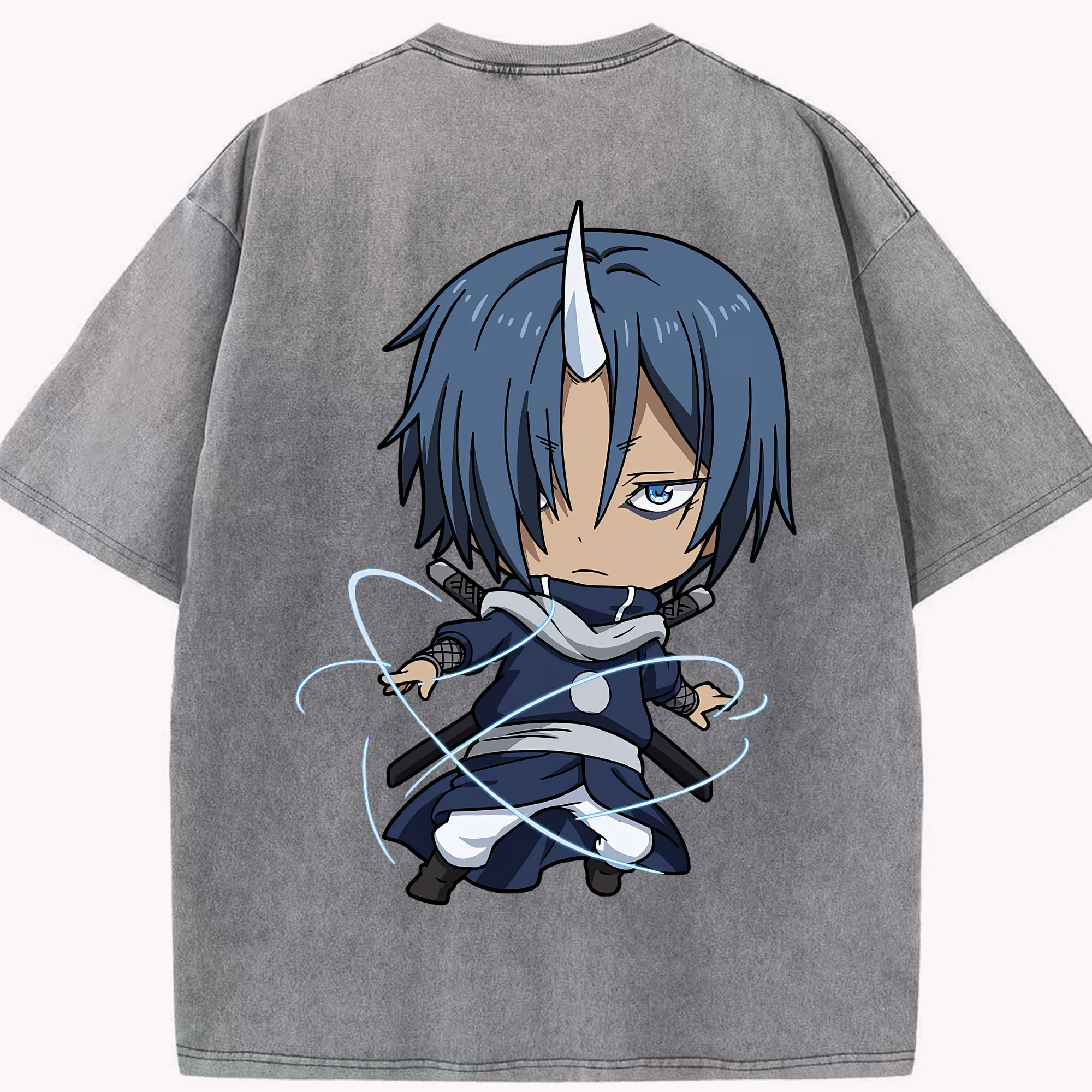 （画像用） 転スラ Regarding Reincarnated to Slime 綿100% ヴィンテージ風 半袖Tシャツ（背面プリント）