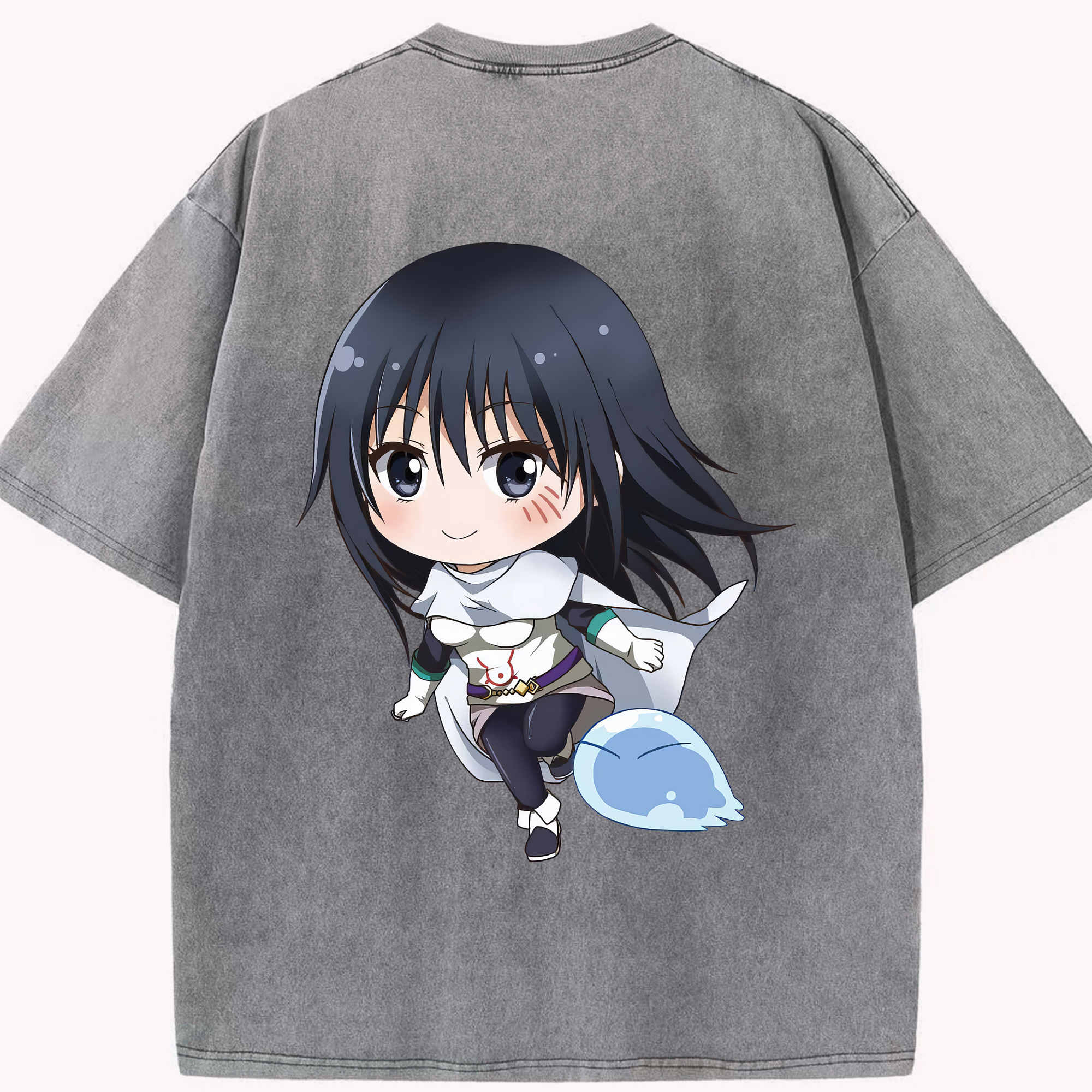 （画像用） 転スラ Regarding Reincarnated to Slime 綿100% ヴィンテージ風 半袖Tシャツ（背面プリント）