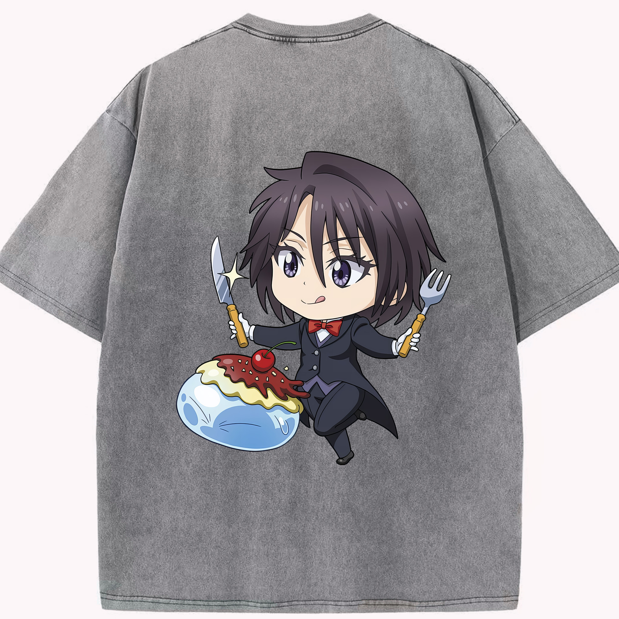 （画像用） 転スラ Regarding Reincarnated to Slime 綿100% ヴィンテージ風 半袖Tシャツ（背面プリント）