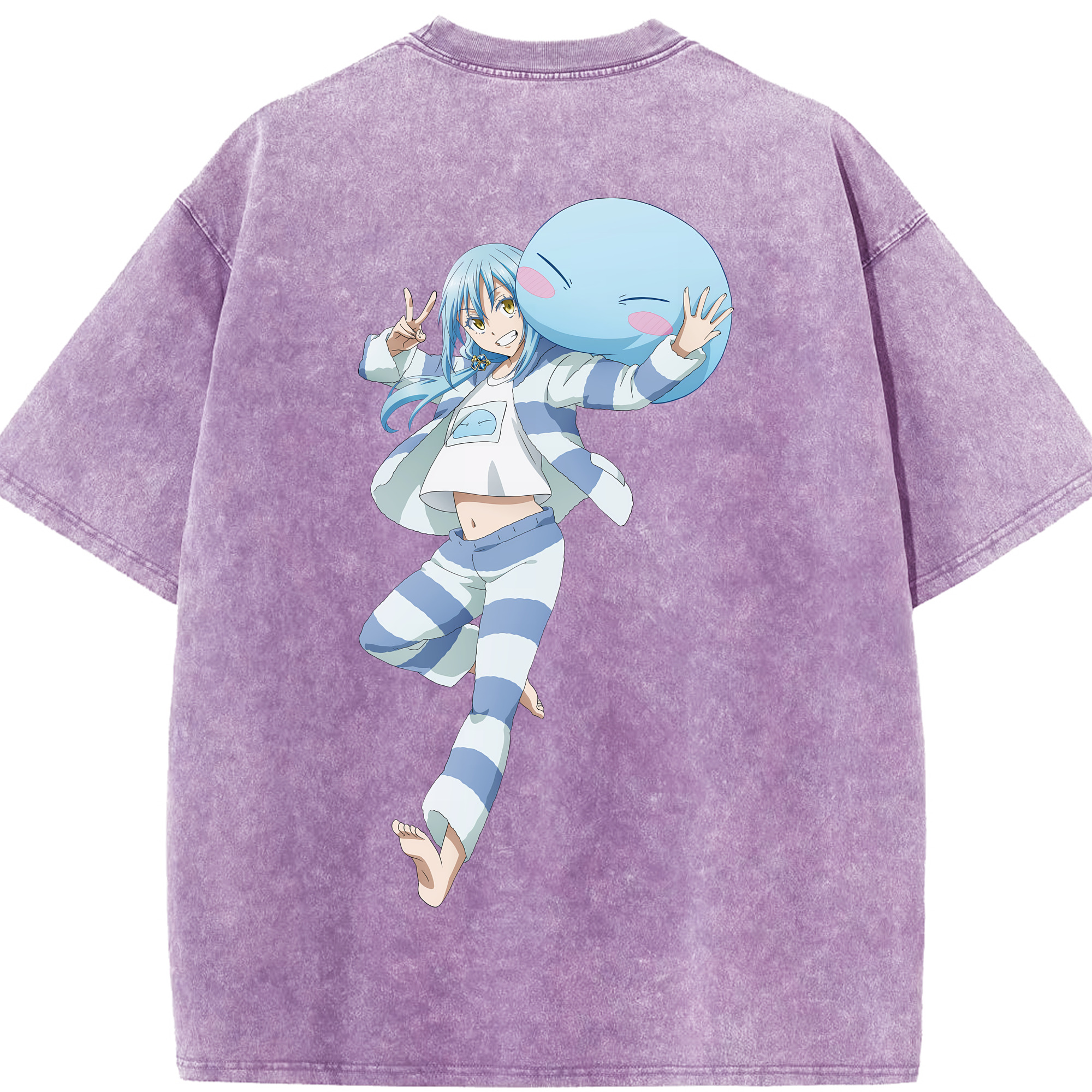 （画像用） 転スラ Regarding Reincarnated to Slime 綿100% ヴィンテージ風 半袖Tシャツ（背面プリント）