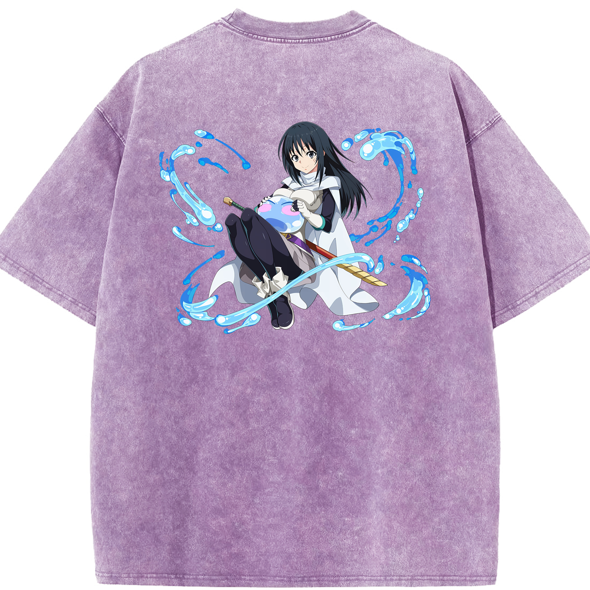 （画像用） 転スラ Regarding Reincarnated to Slime 綿100% ヴィンテージ風 半袖Tシャツ（背面プリント）
