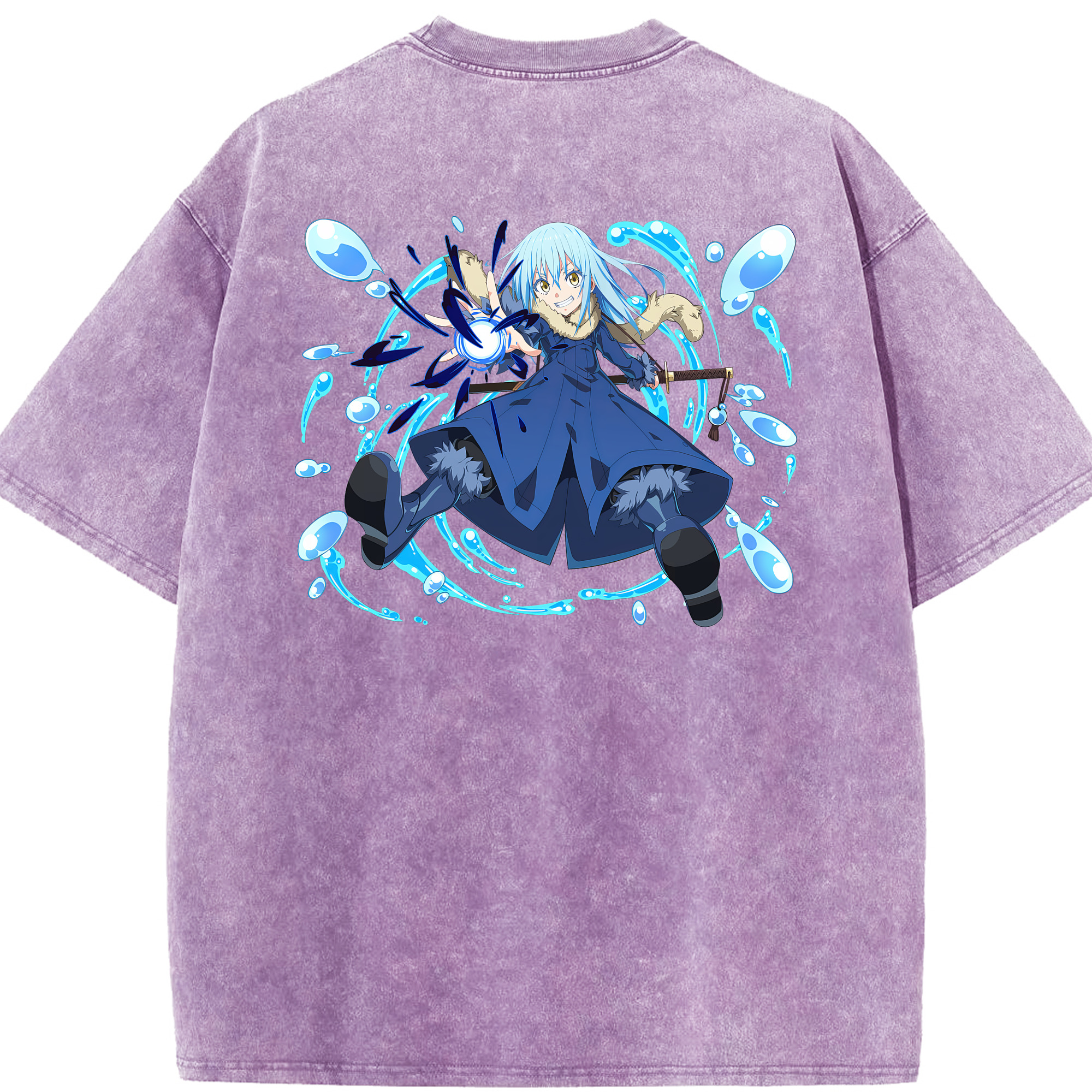 （画像用） 転スラ Regarding Reincarnated to Slime 綿100% ヴィンテージ風 半袖Tシャツ（背面プリント）