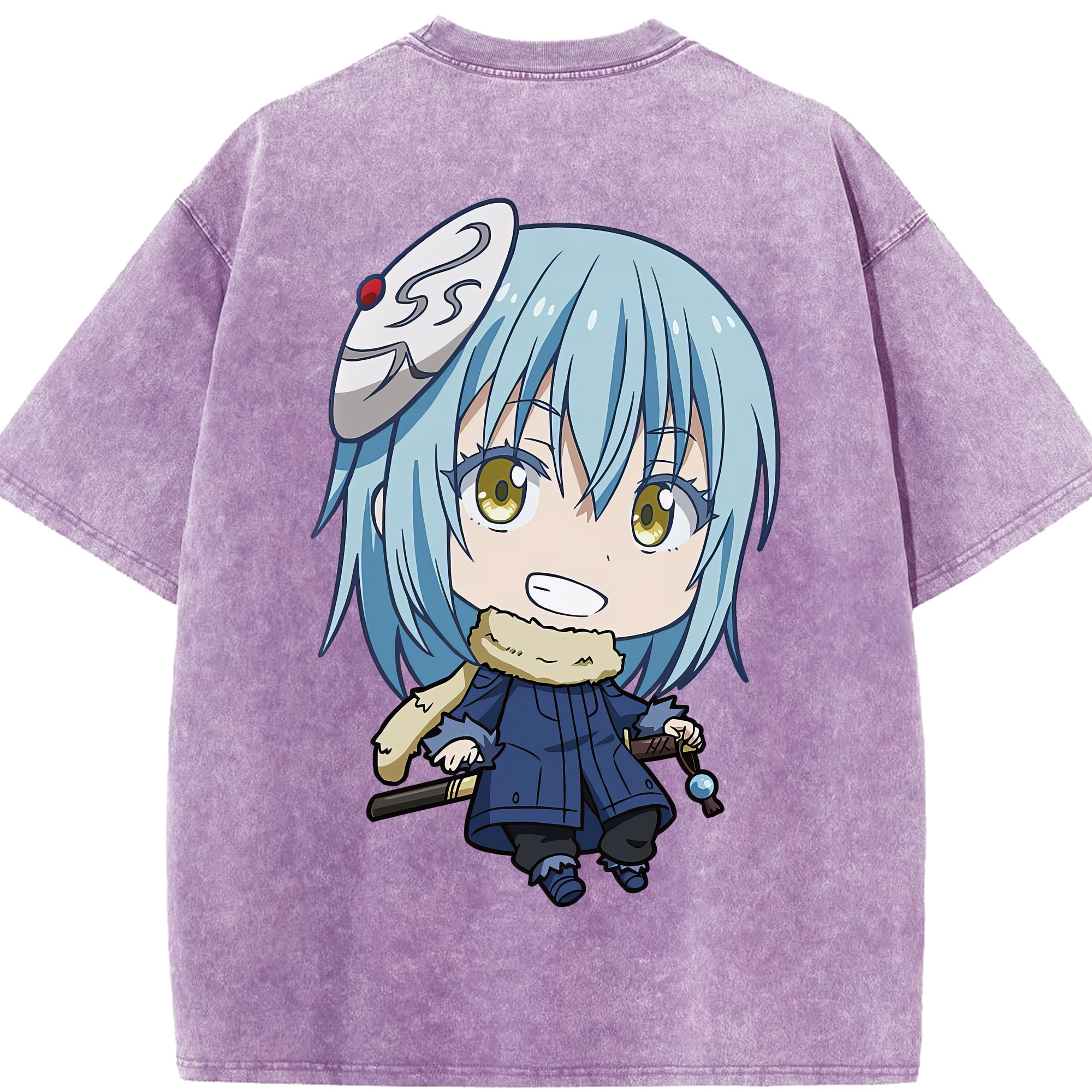 （画像用） 転スラ Regarding Reincarnated to Slime 綿100% ヴィンテージ風 半袖Tシャツ（背面プリント）