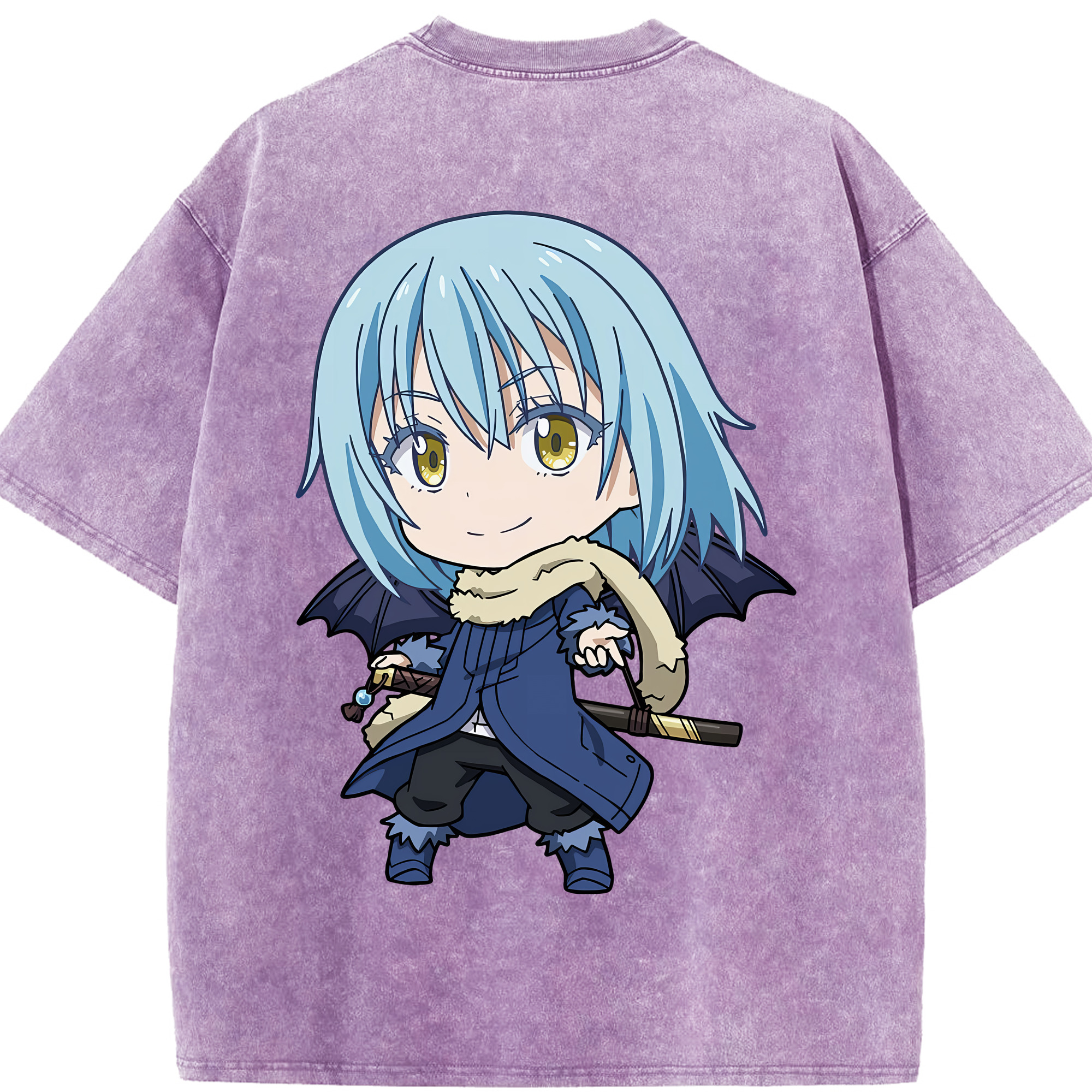 （画像用） 転スラ Regarding Reincarnated to Slime 綿100% ヴィンテージ風 半袖Tシャツ（背面プリント）