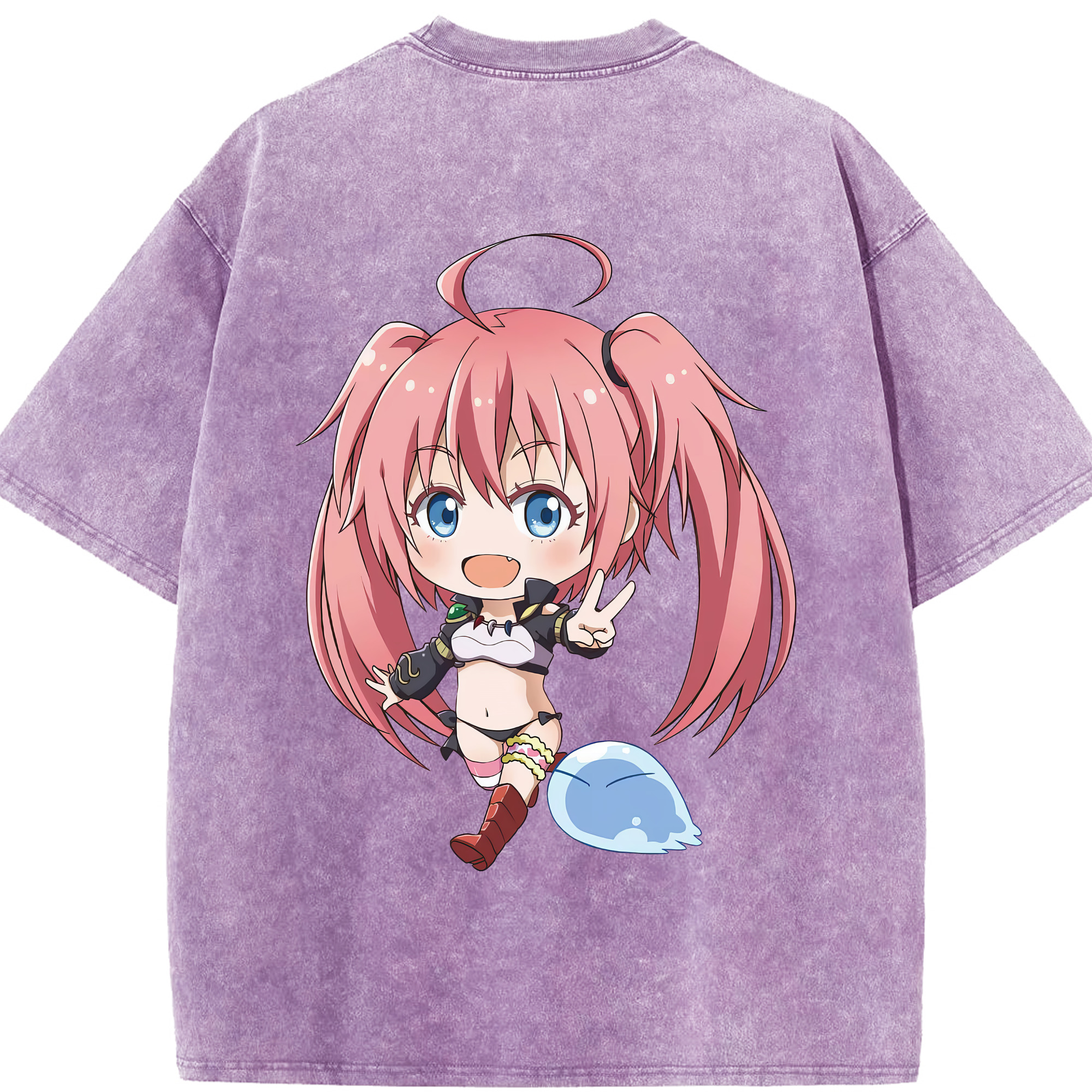 （画像用） 転スラ Regarding Reincarnated to Slime 綿100% ヴィンテージ風 半袖Tシャツ（背面プリント）