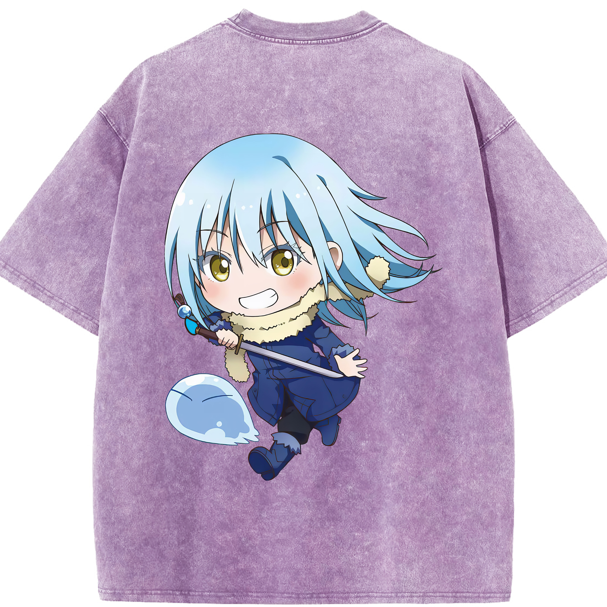 （画像用） 転スラ Regarding Reincarnated to Slime 綿100% ヴィンテージ風 半袖Tシャツ（背面プリント）