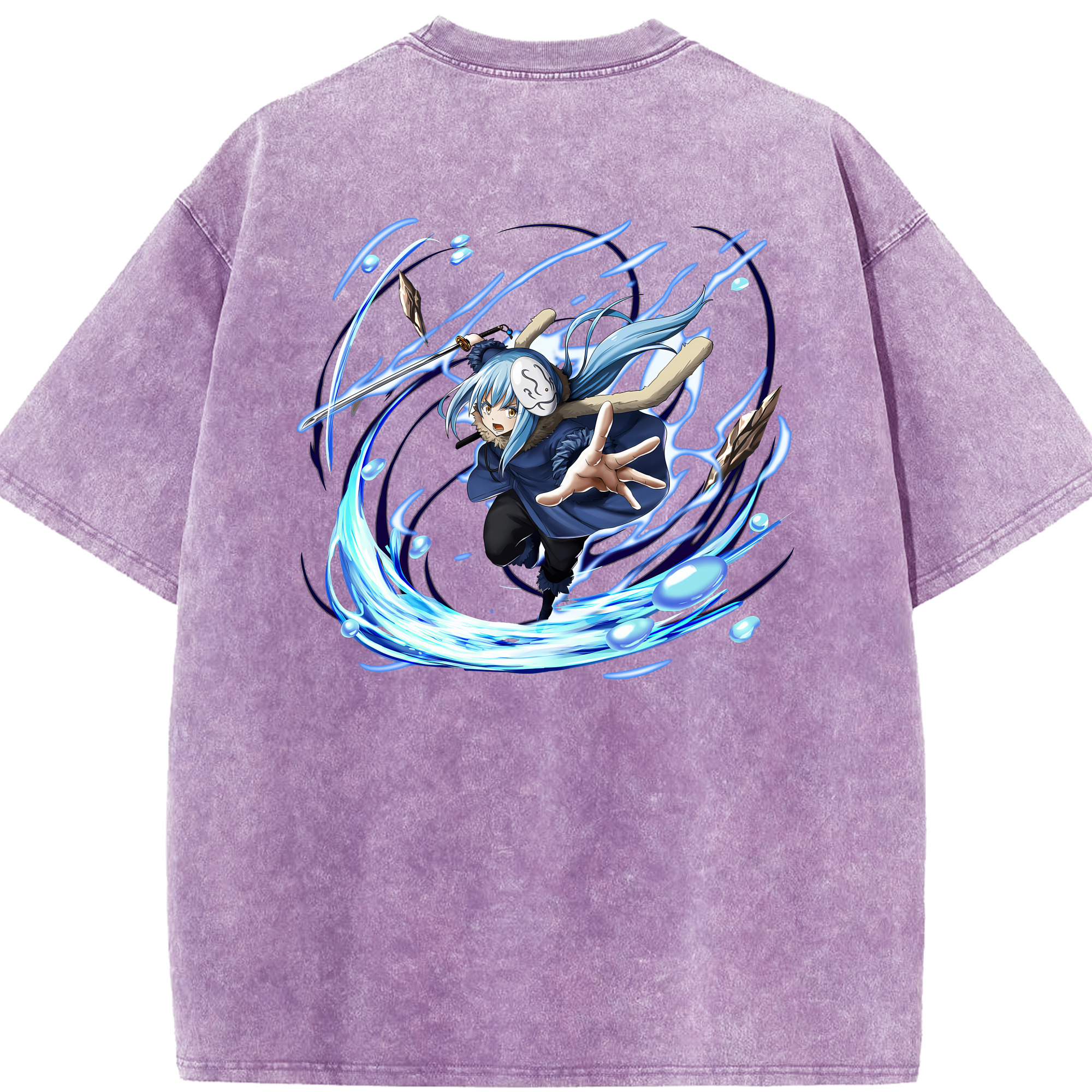 （画像用） 転スラ Regarding Reincarnated to Slime 綿100% ヴィンテージ風 半袖Tシャツ（背面プリント）