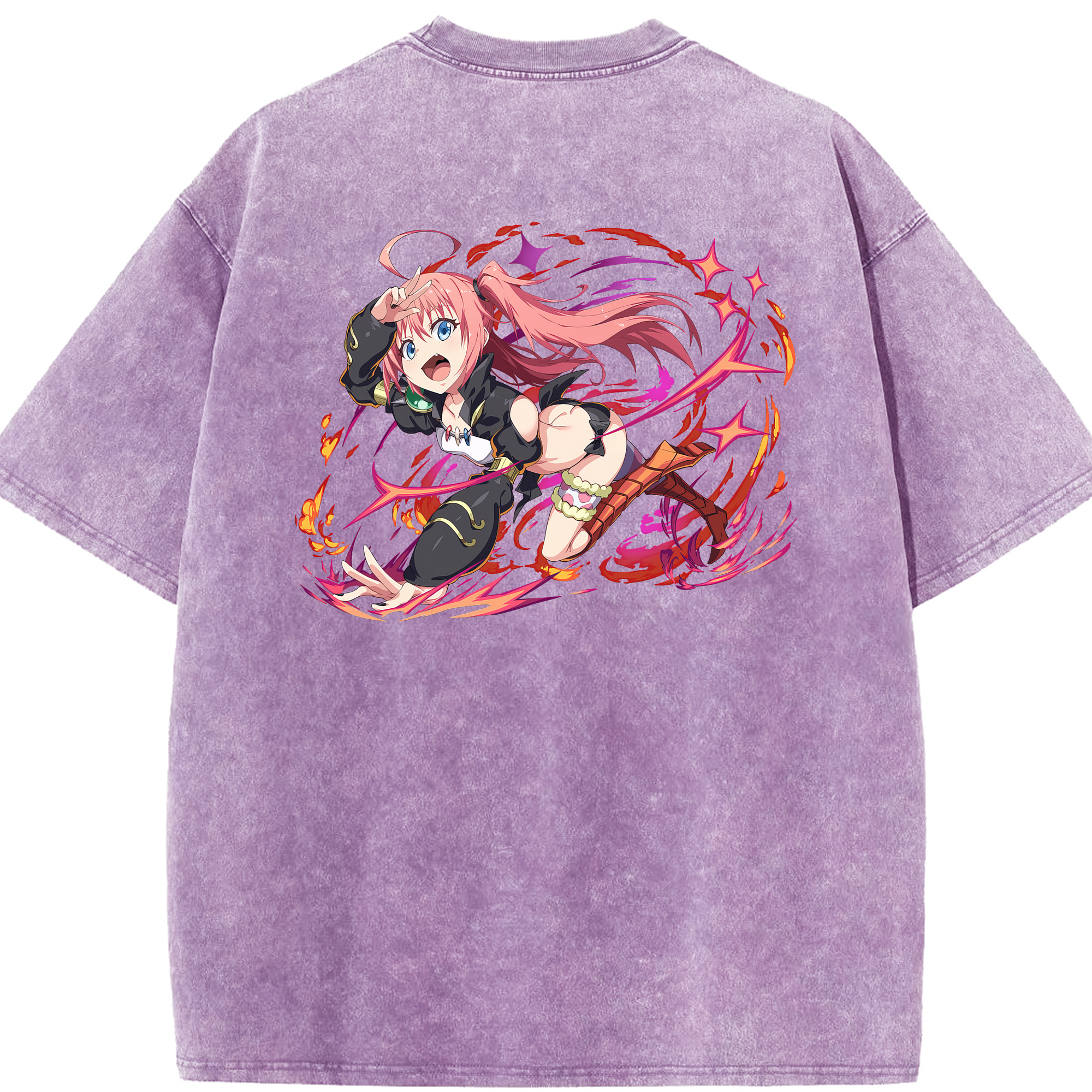 （画像用） 転スラ Regarding Reincarnated to Slime 綿100% ヴィンテージ風 半袖Tシャツ（背面プリント）