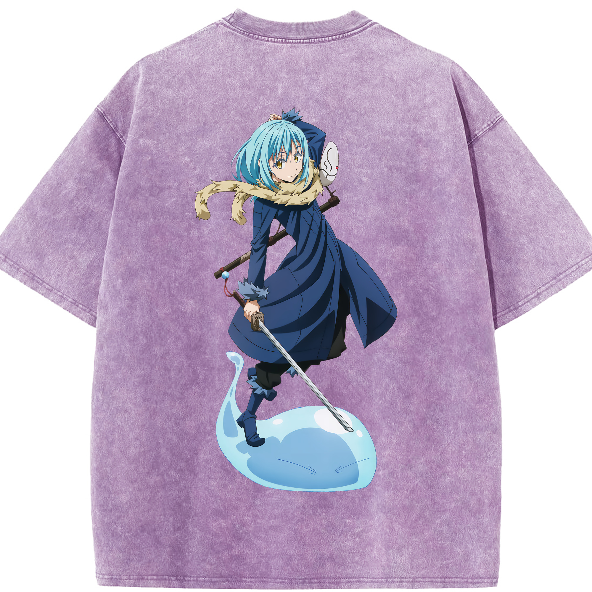 （画像用） 転スラ Regarding Reincarnated to Slime 綿100% ヴィンテージ風 半袖Tシャツ（背面プリント）