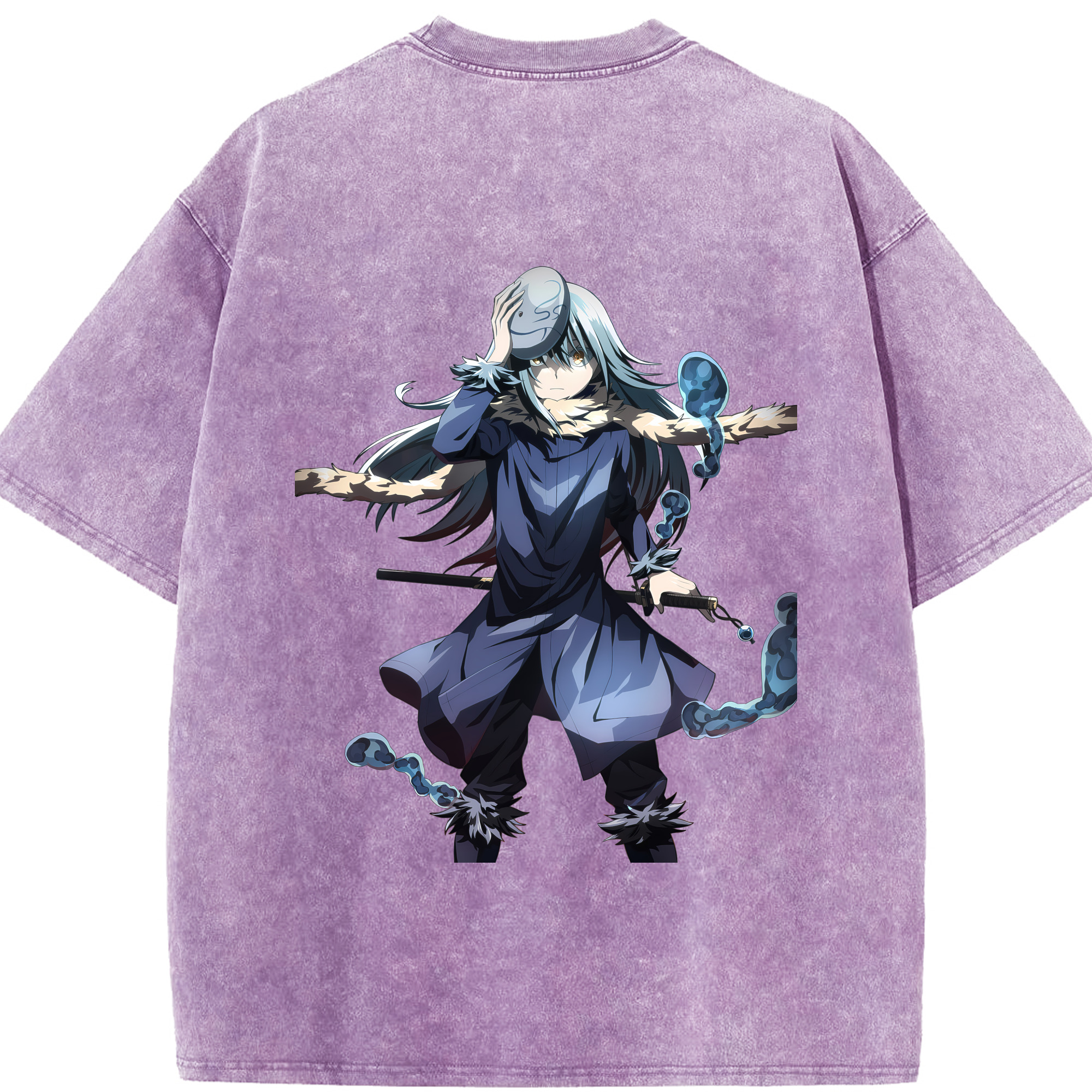 （画像用） 転スラ Regarding Reincarnated to Slime 綿100% ヴィンテージ風 半袖Tシャツ（背面プリント）