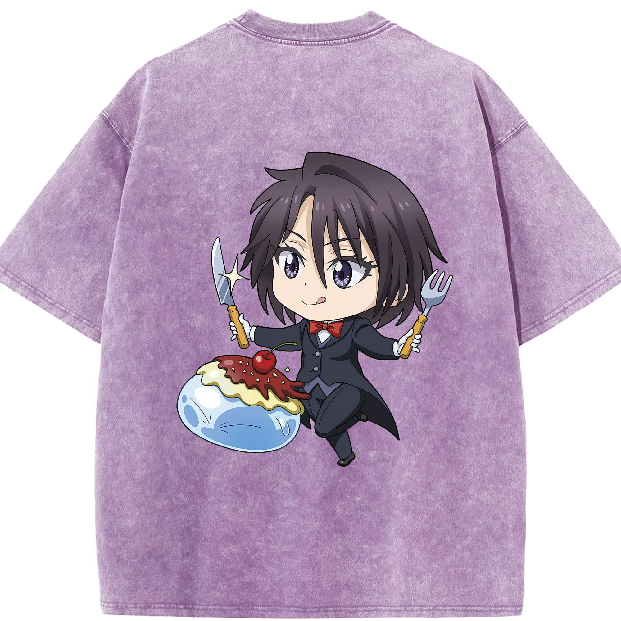 （画像用） 転スラ Regarding Reincarnated to Slime 綿100% ヴィンテージ風 半袖Tシャツ（背面プリント）