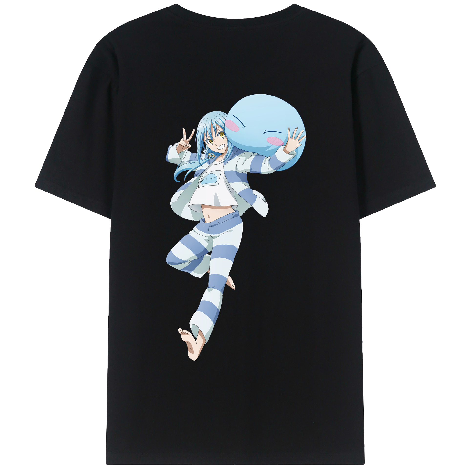 （画像用） 転スラ Regarding Reincarnated to Slime 綿100％ メンズ半袖Tシャツ（バックプリント） 通気性