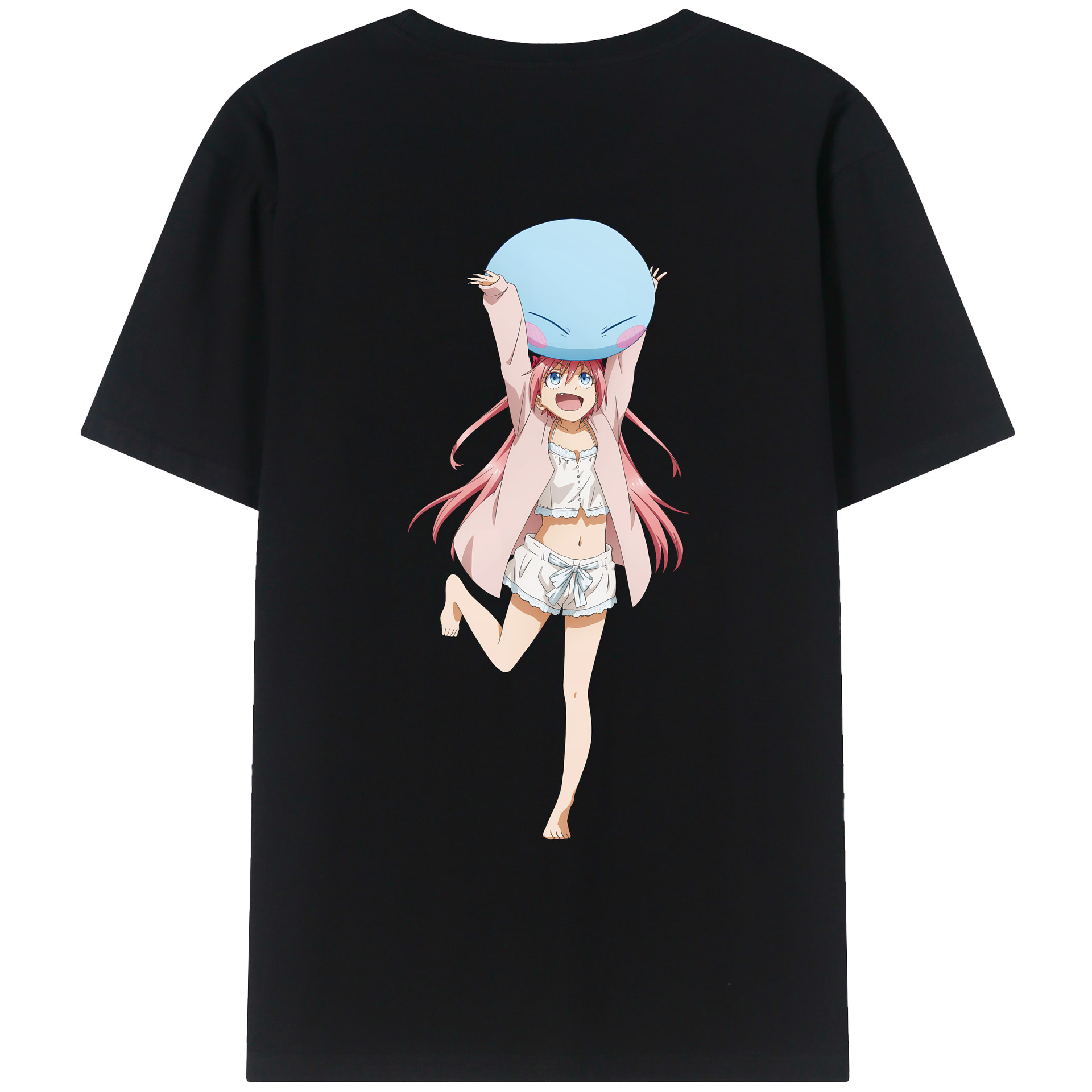 （画像用） 転スラ Regarding Reincarnated to Slime 綿100％ メンズ半袖Tシャツ（バックプリント） 通気性