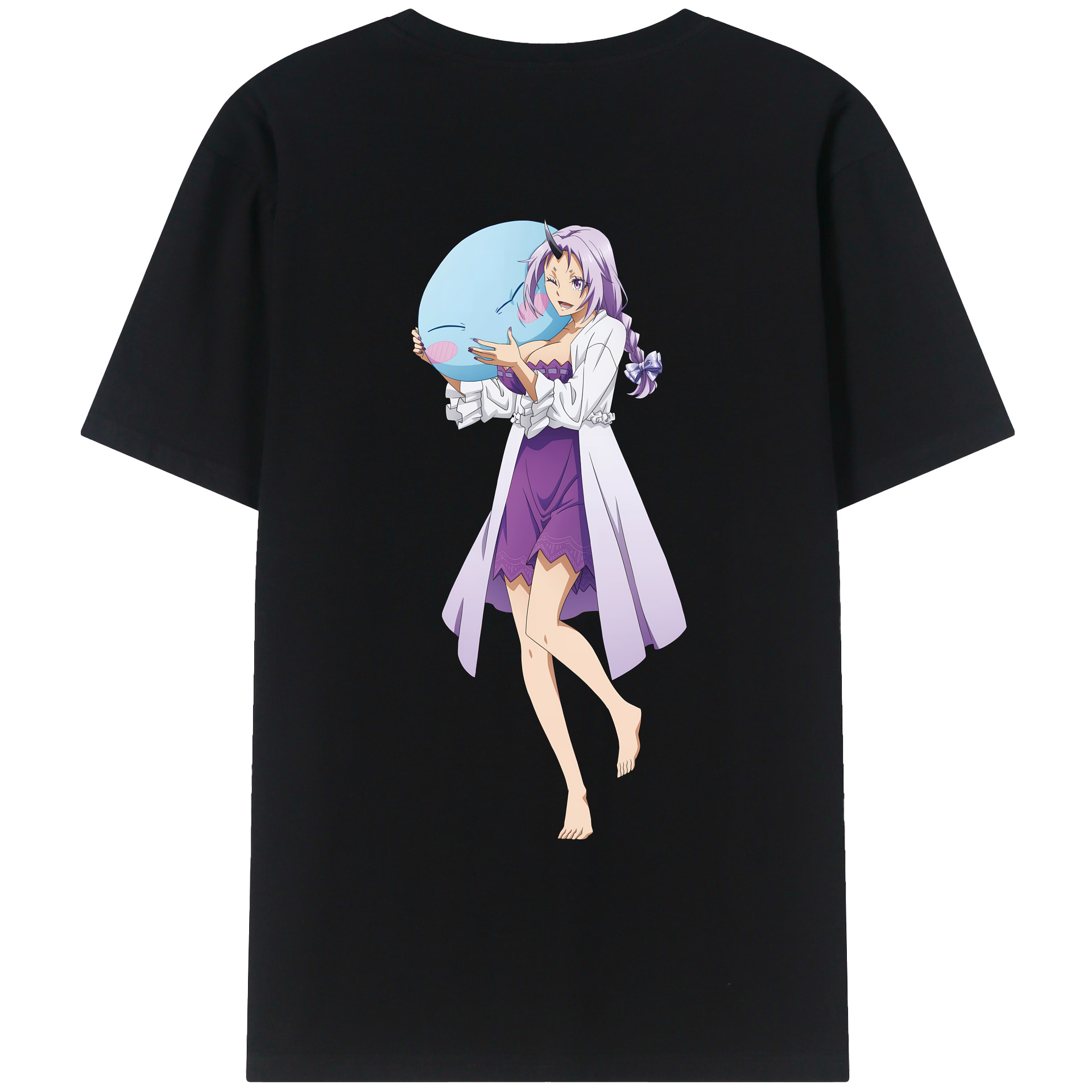 （画像用） 転スラ Regarding Reincarnated to Slime 綿100％ メンズ半袖Tシャツ（バックプリント） 通気性