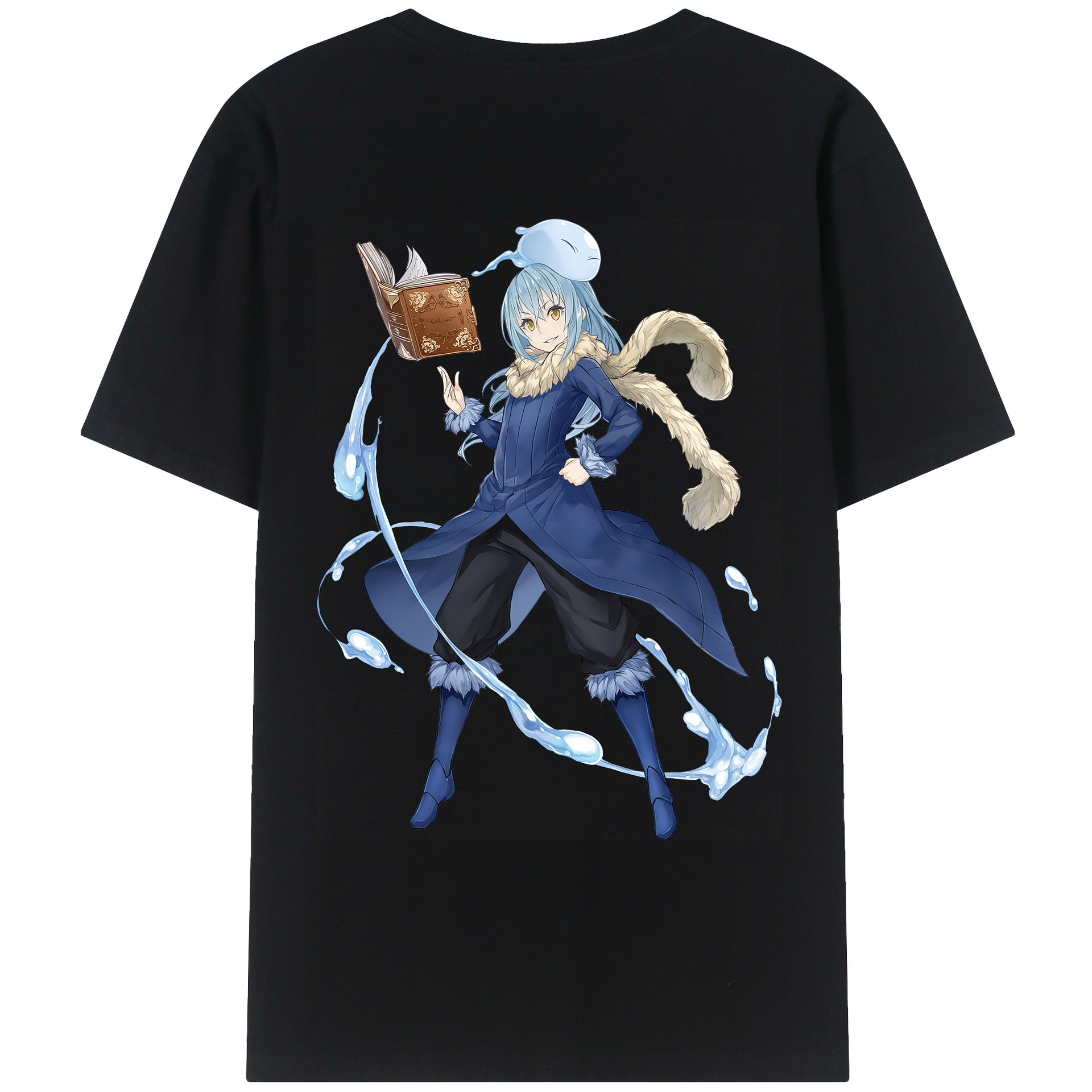 （画像用） 転スラ Regarding Reincarnated to Slime 綿100％ メンズ半袖Tシャツ（バックプリント） 通気性