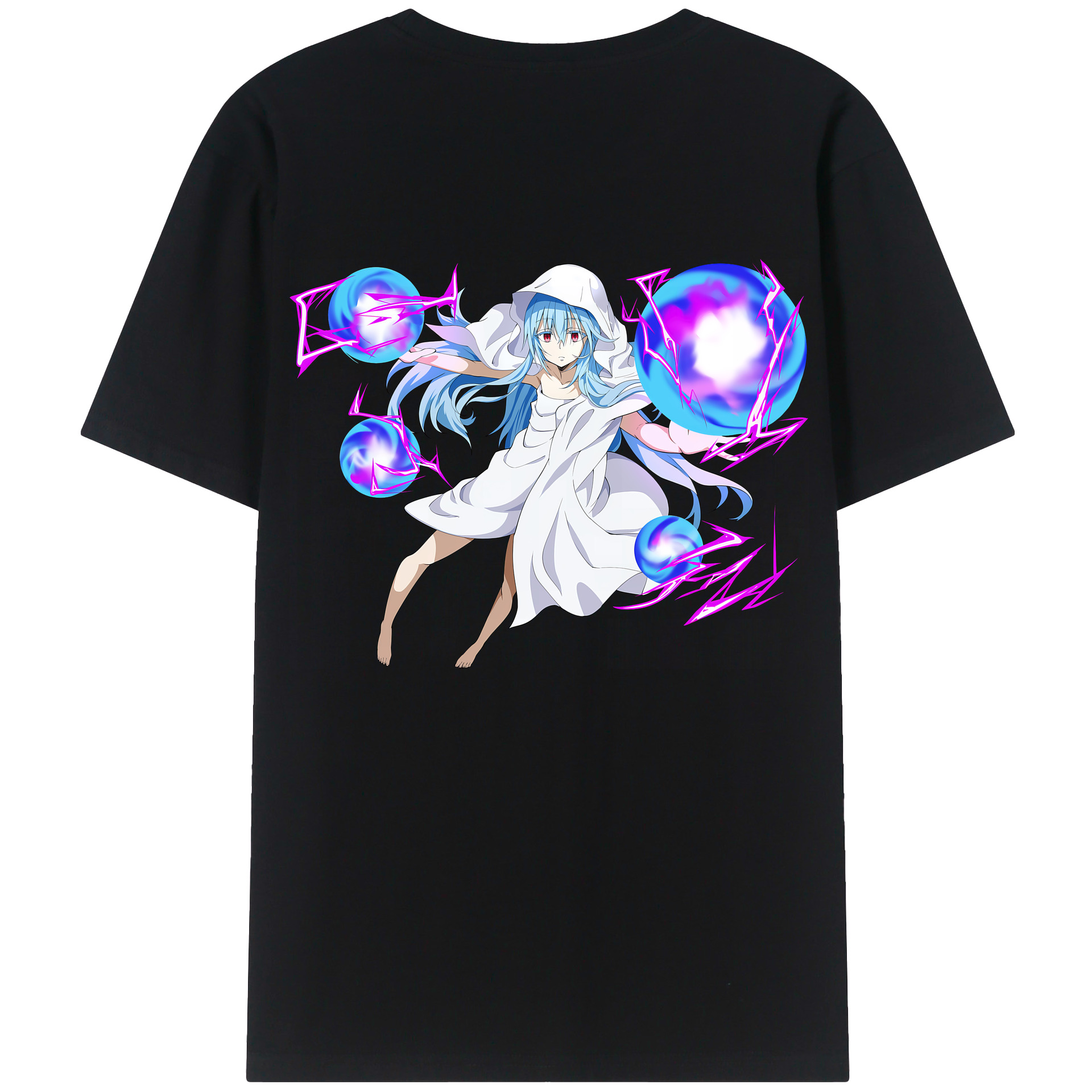 （画像用） 転スラ Regarding Reincarnated to Slime 綿100％ メンズ半袖Tシャツ（バックプリント） 通気性