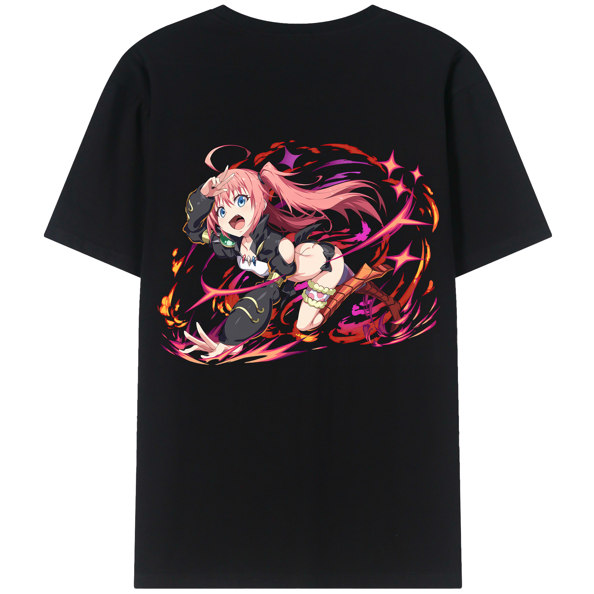 （画像用） 転スラ Regarding Reincarnated to Slime 綿100％ メンズ半袖Tシャツ（バックプリント） 通気性