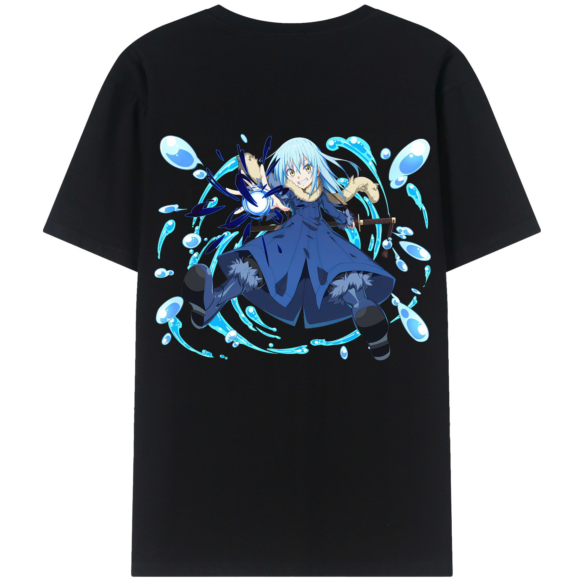 （画像用） 転スラ Regarding Reincarnated to Slime 綿100％ メンズ半袖Tシャツ（バックプリント） 通気性