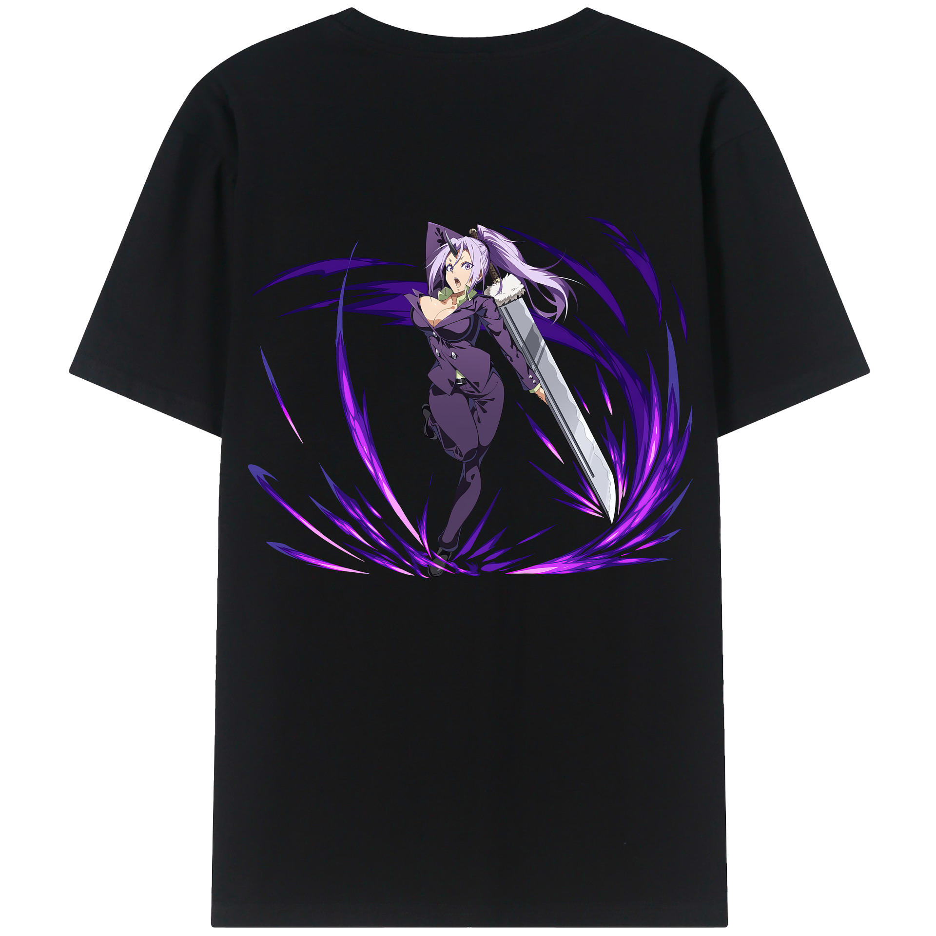 （画像用） 転スラ Regarding Reincarnated to Slime 綿100％ メンズ半袖Tシャツ（バックプリント） 通気性