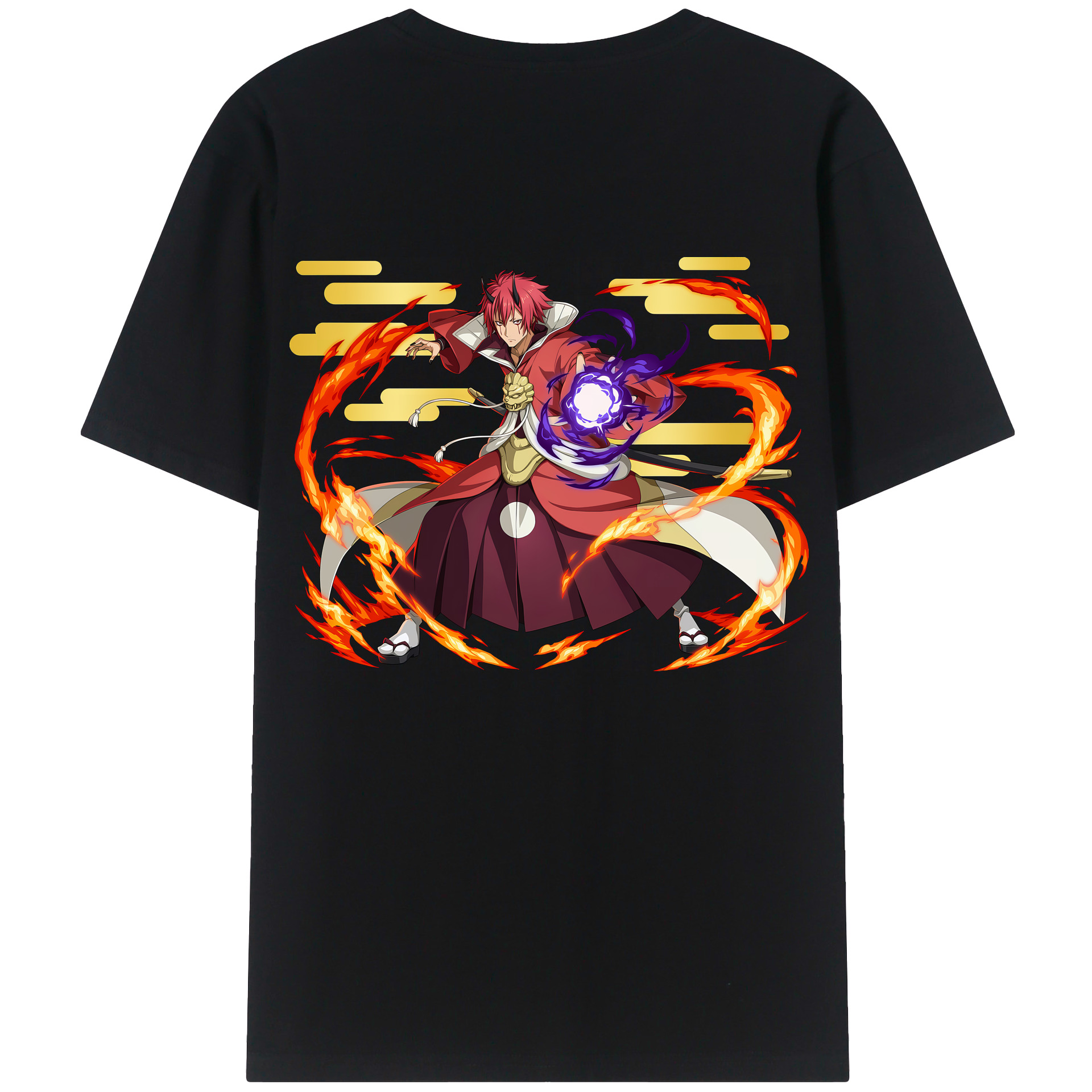 （画像用） 転スラ Regarding Reincarnated to Slime 綿100％ メンズ半袖Tシャツ（バックプリント） 通気性