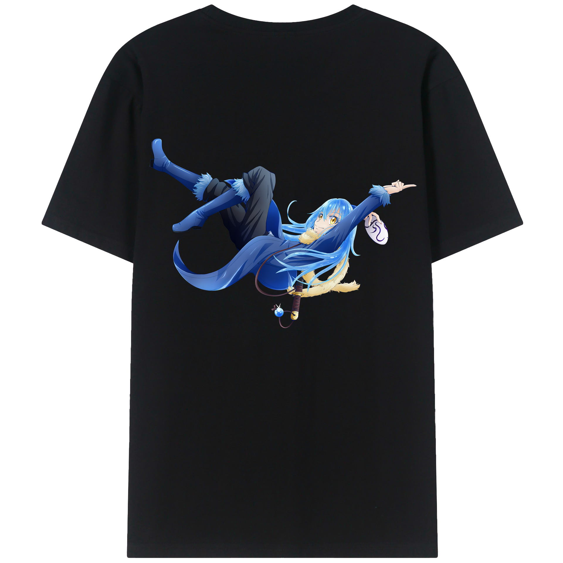 （画像用） 転スラ Regarding Reincarnated to Slime 綿100％ メンズ半袖Tシャツ（バックプリント） 通気性