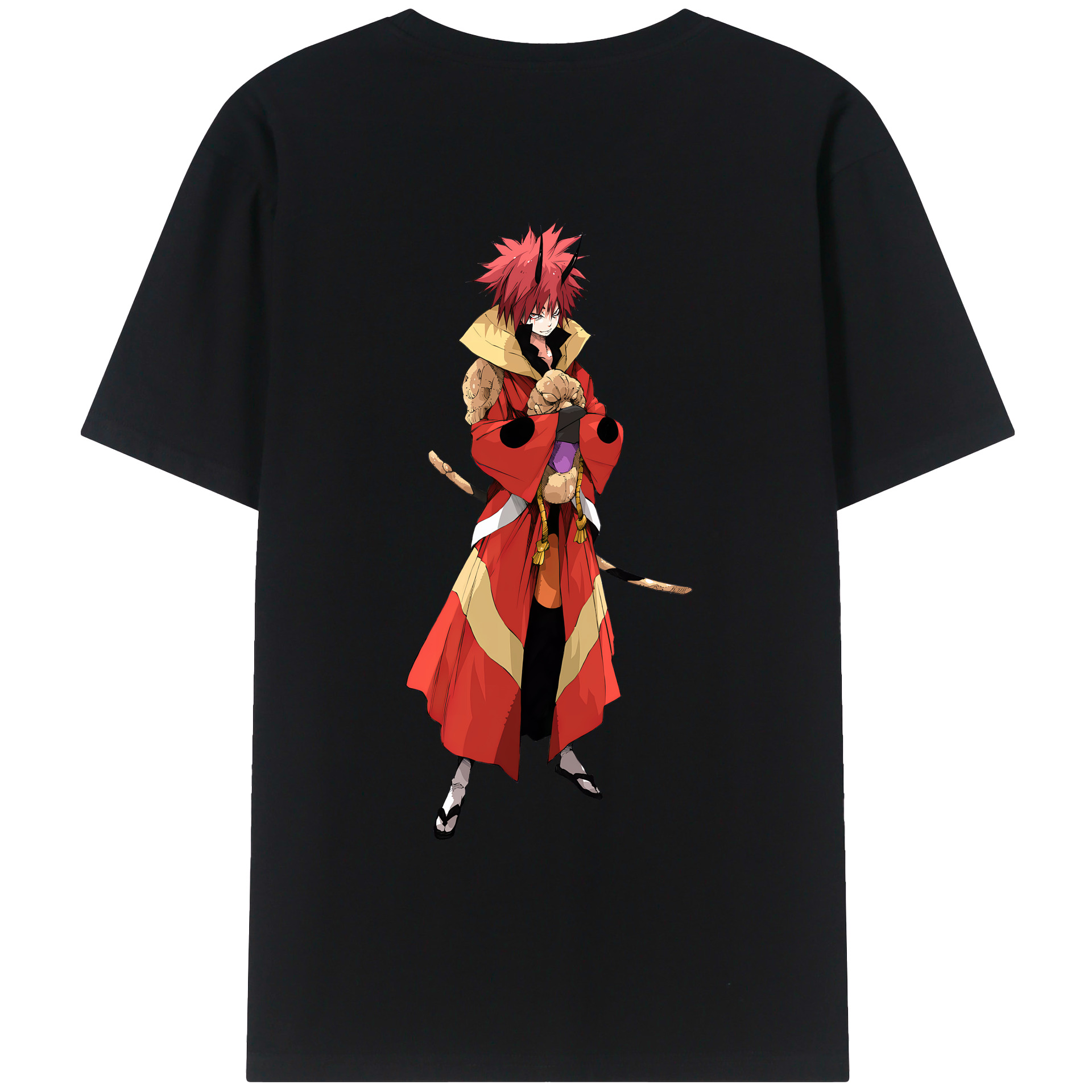 （画像用） 転スラ Regarding Reincarnated to Slime 綿100％ メンズ半袖Tシャツ（バックプリント） 通気性