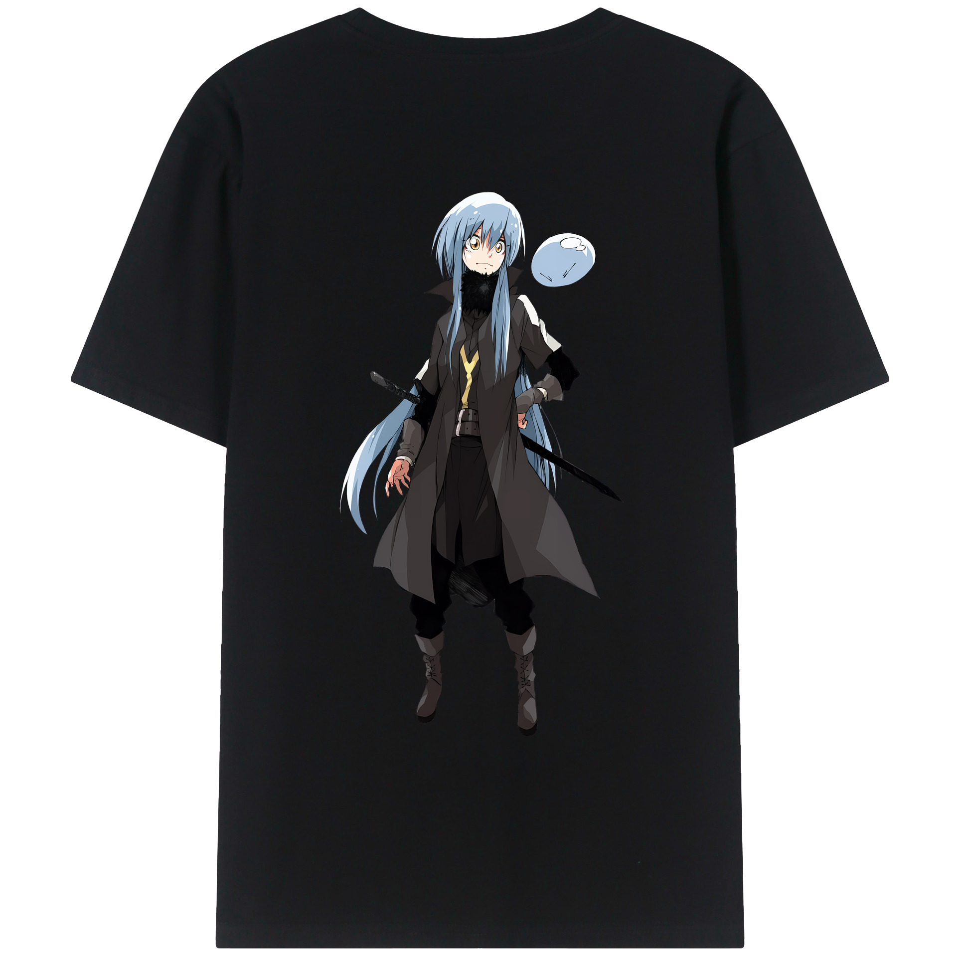 （画像用） 転スラ Regarding Reincarnated to Slime 綿100％ メンズ半袖Tシャツ（バックプリント） 通気性