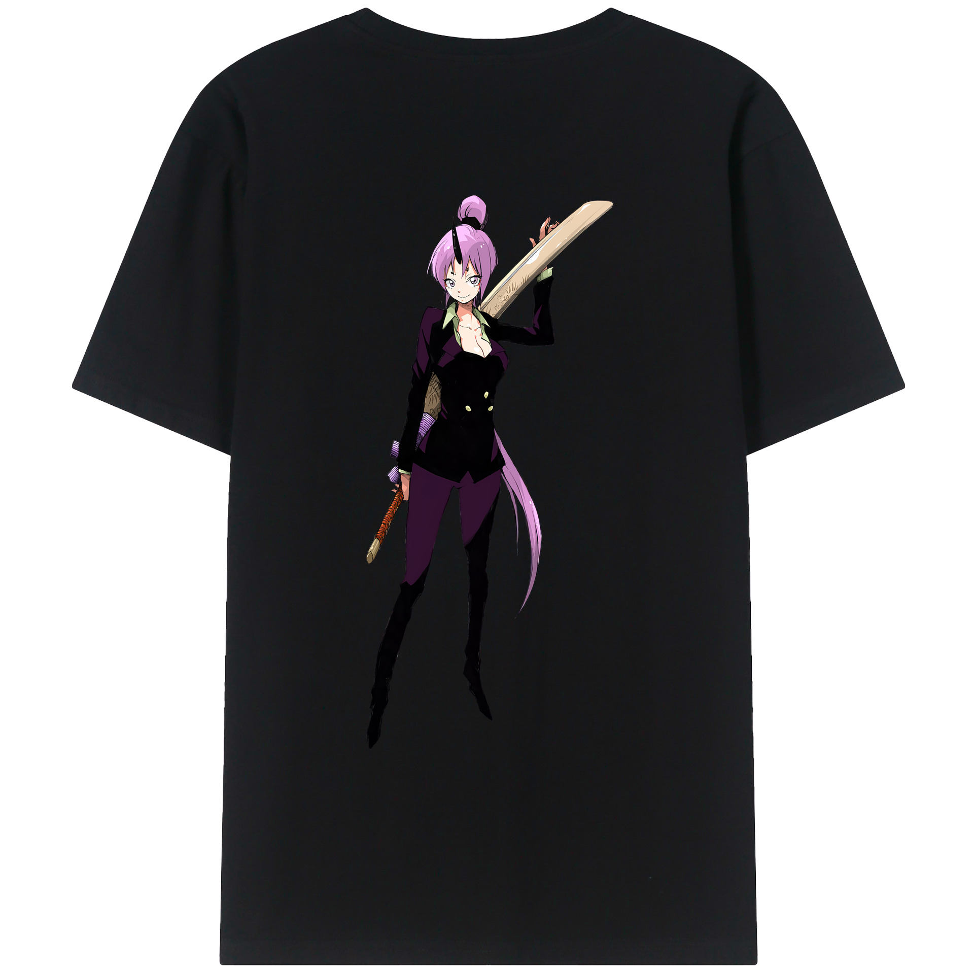 （画像用） 転スラ Regarding Reincarnated to Slime 綿100％ メンズ半袖Tシャツ（バックプリント） 通気性