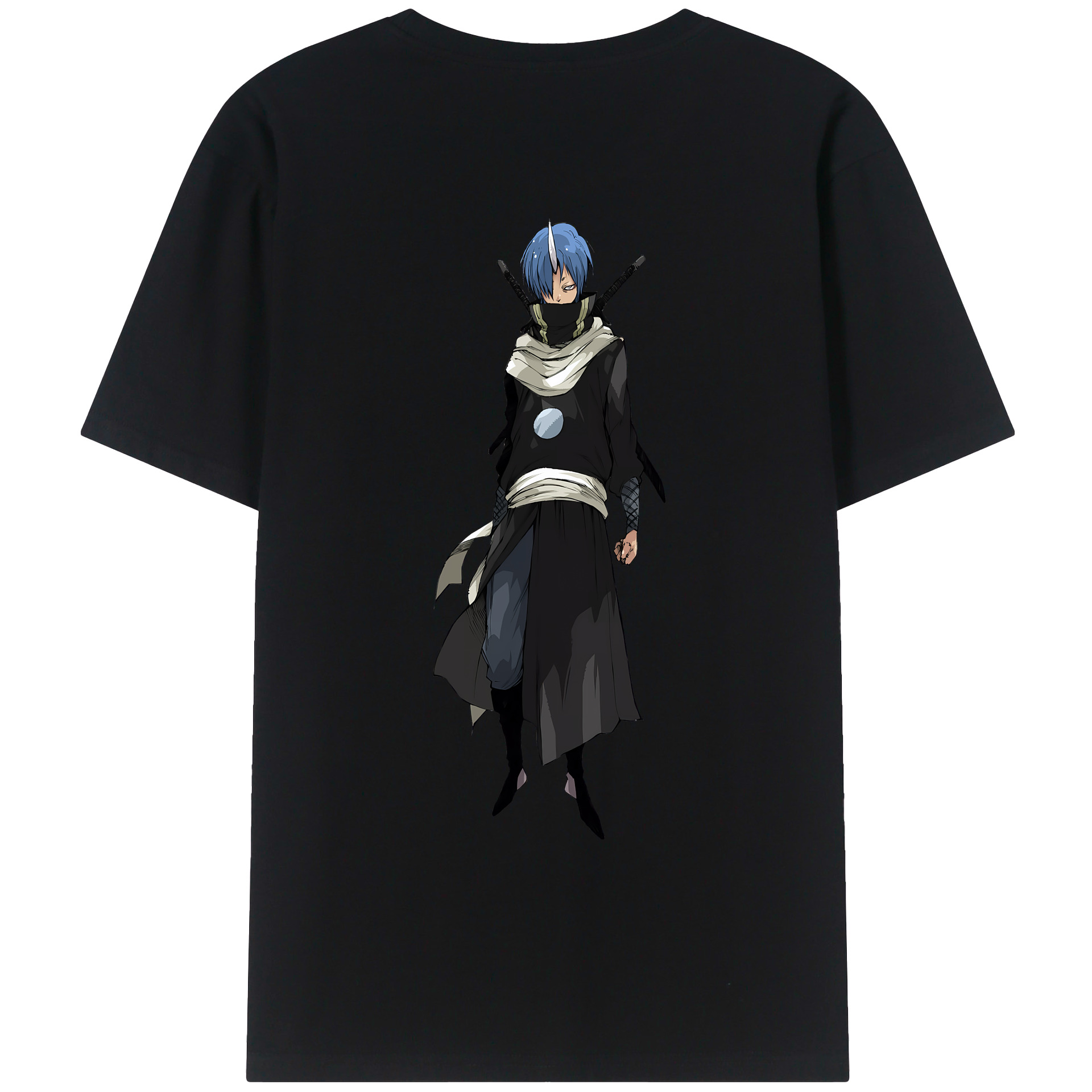 （画像用） 転スラ Regarding Reincarnated to Slime 綿100％ メンズ半袖Tシャツ（バックプリント） 通気性