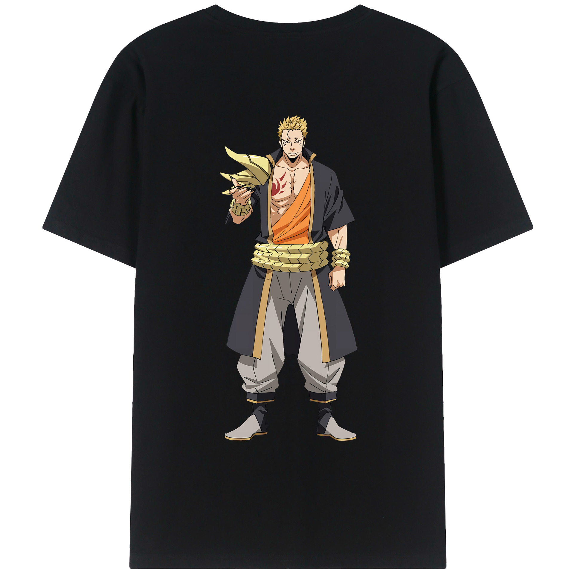 （画像用） 転スラ Regarding Reincarnated to Slime 綿100％ メンズ半袖Tシャツ（バックプリント） 通気性
