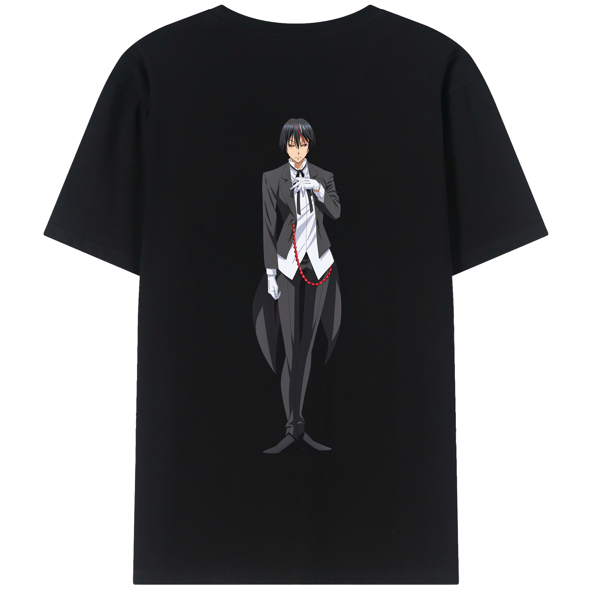 （画像用） 転スラ Regarding Reincarnated to Slime 綿100％ メンズ半袖Tシャツ（バックプリント） 通気性