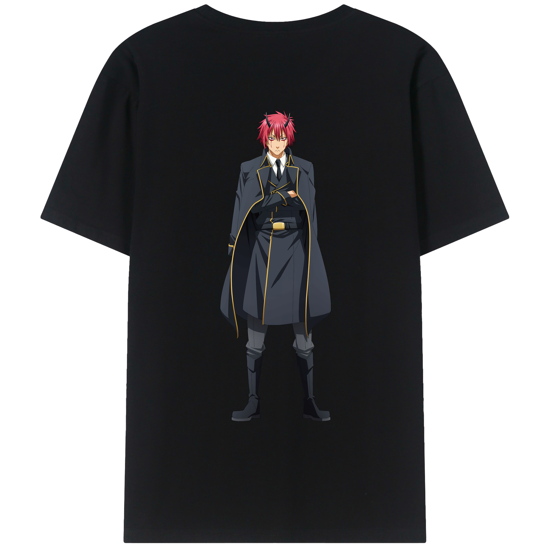 （画像用） 転スラ Regarding Reincarnated to Slime 綿100％ メンズ半袖Tシャツ（バックプリント） 通気性