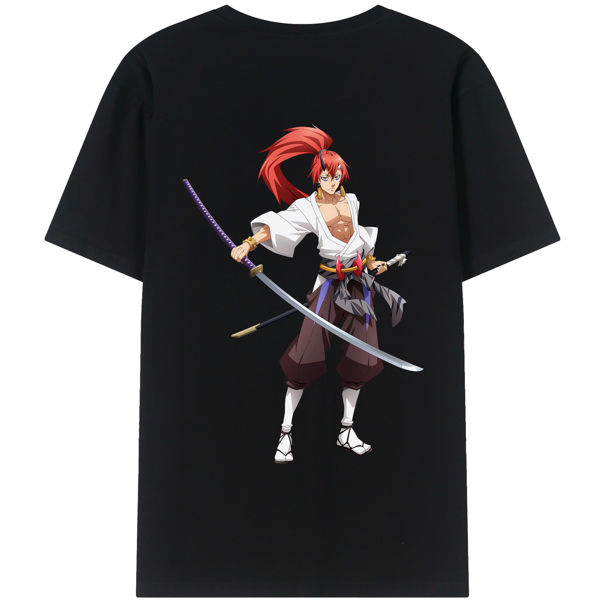 （画像用） 転スラ Regarding Reincarnated to Slime 綿100％ メンズ半袖Tシャツ（バックプリント） 通気性