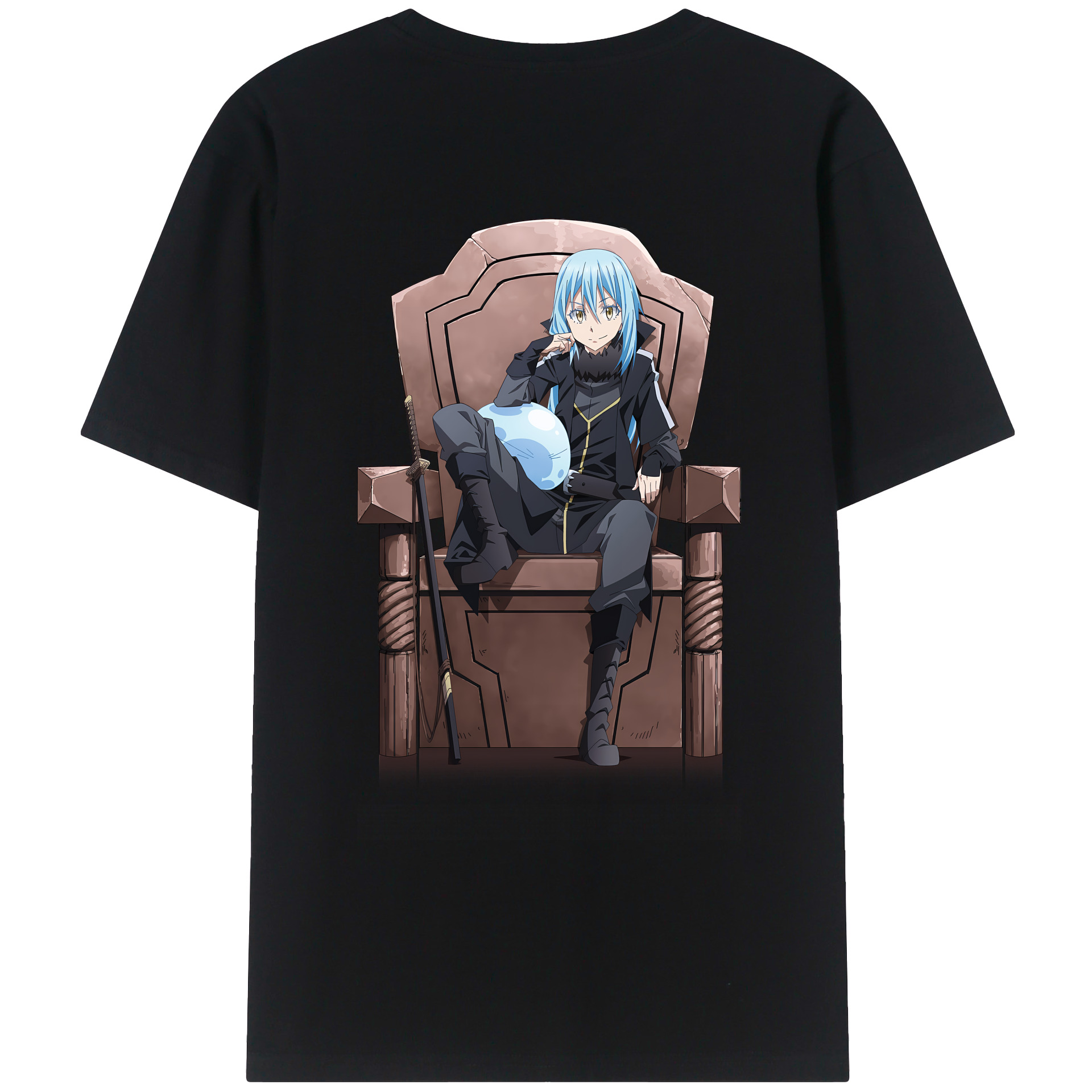 （画像用） 転スラ Regarding Reincarnated to Slime 綿100％ メンズ半袖Tシャツ（バックプリント） 通気性