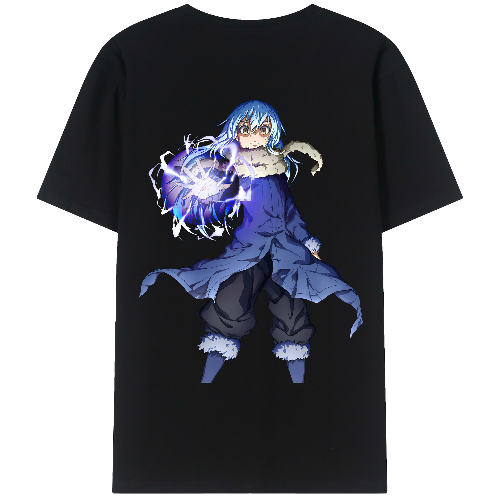 （画像用） 転スラ Regarding Reincarnated to Slime 綿100％ メンズ半袖Tシャツ（バックプリント） 通気性