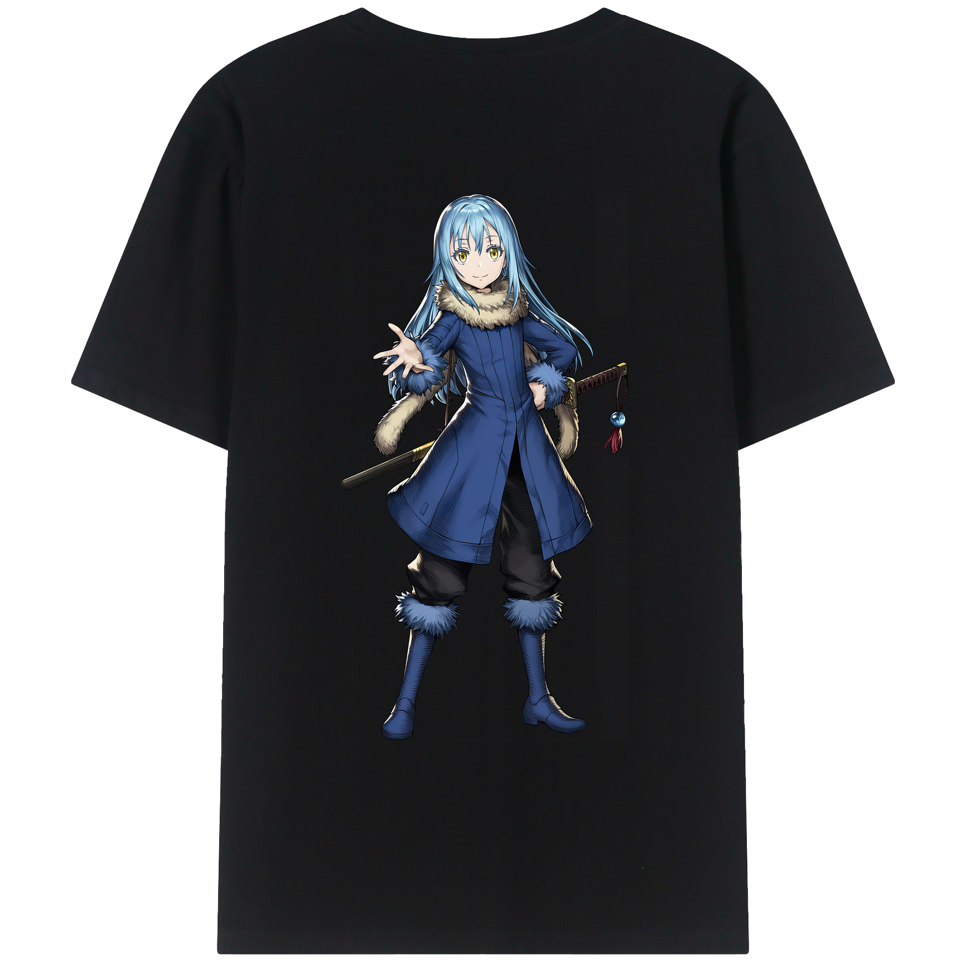 （画像用） 転スラ Regarding Reincarnated to Slime 綿100％ メンズ半袖Tシャツ（バックプリント） 通気性