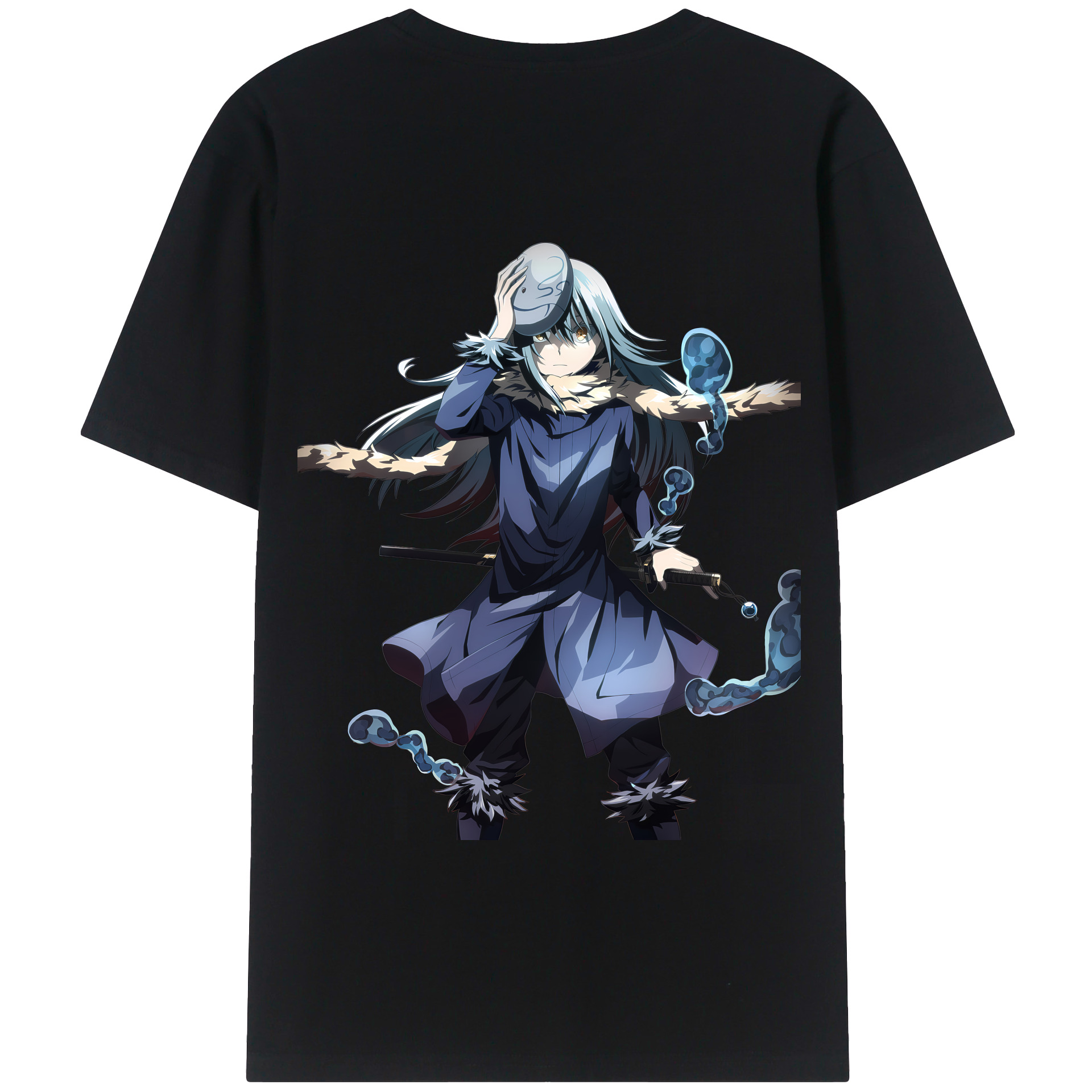 （画像用） 転スラ Regarding Reincarnated to Slime 綿100％ メンズ半袖Tシャツ（バックプリント） 通気性