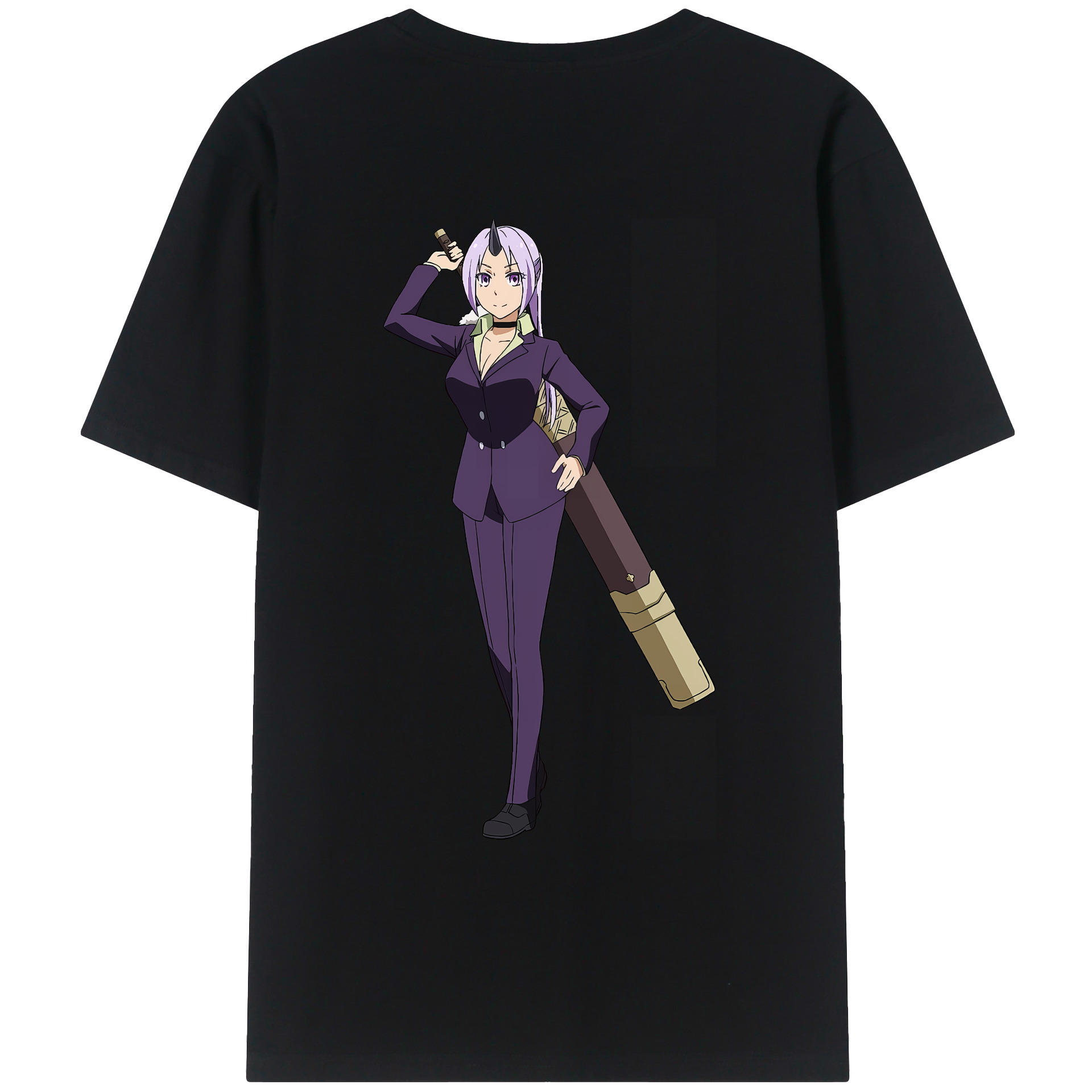 （画像用） 転スラ Regarding Reincarnated to Slime 綿100％ メンズ半袖Tシャツ（バックプリント） 通気性