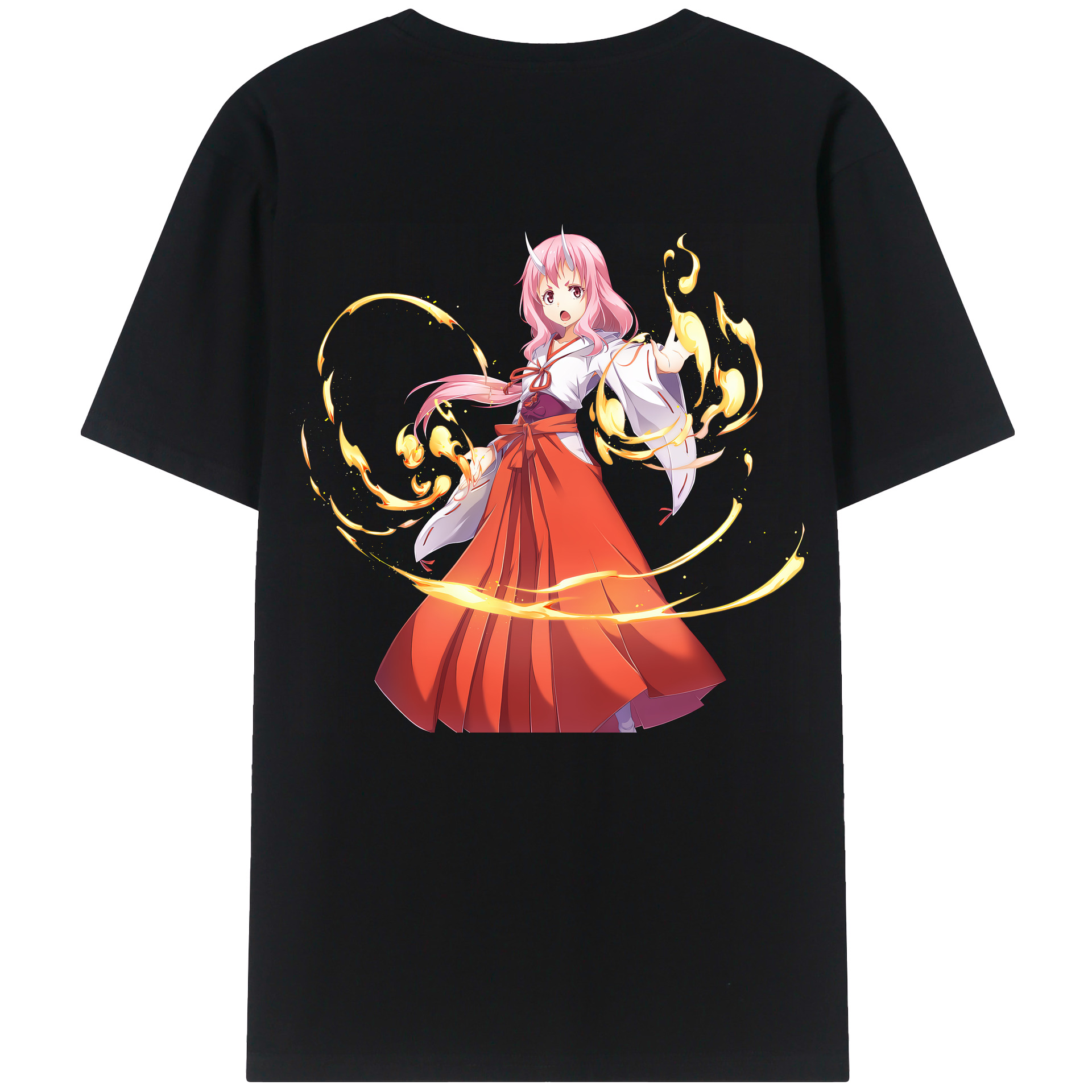 （画像用） 転スラ Regarding Reincarnated to Slime 綿100％ メンズ半袖Tシャツ（バックプリント） 通気性