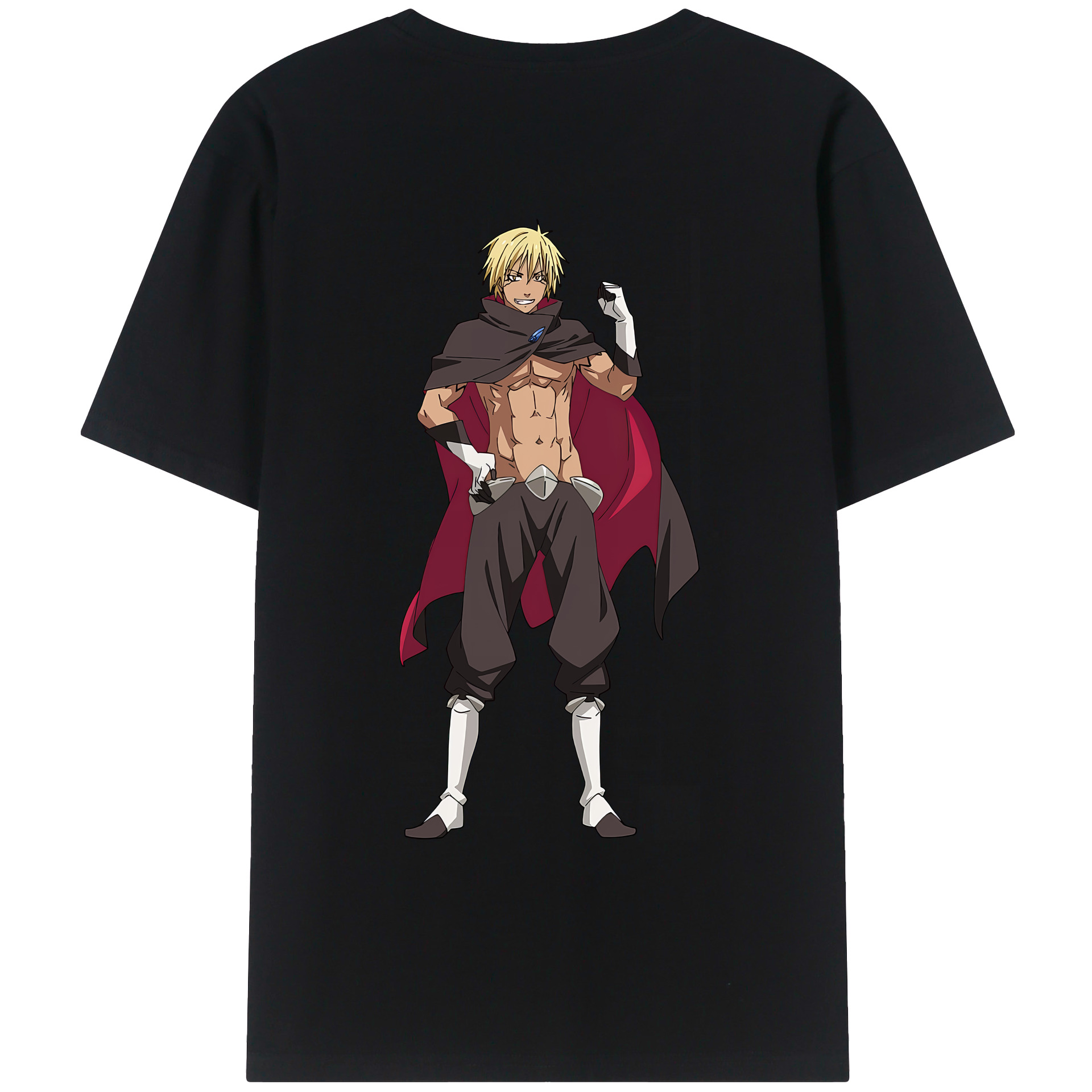 （画像用） 転スラ Regarding Reincarnated to Slime 綿100％ メンズ半袖Tシャツ（バックプリント） 通気性