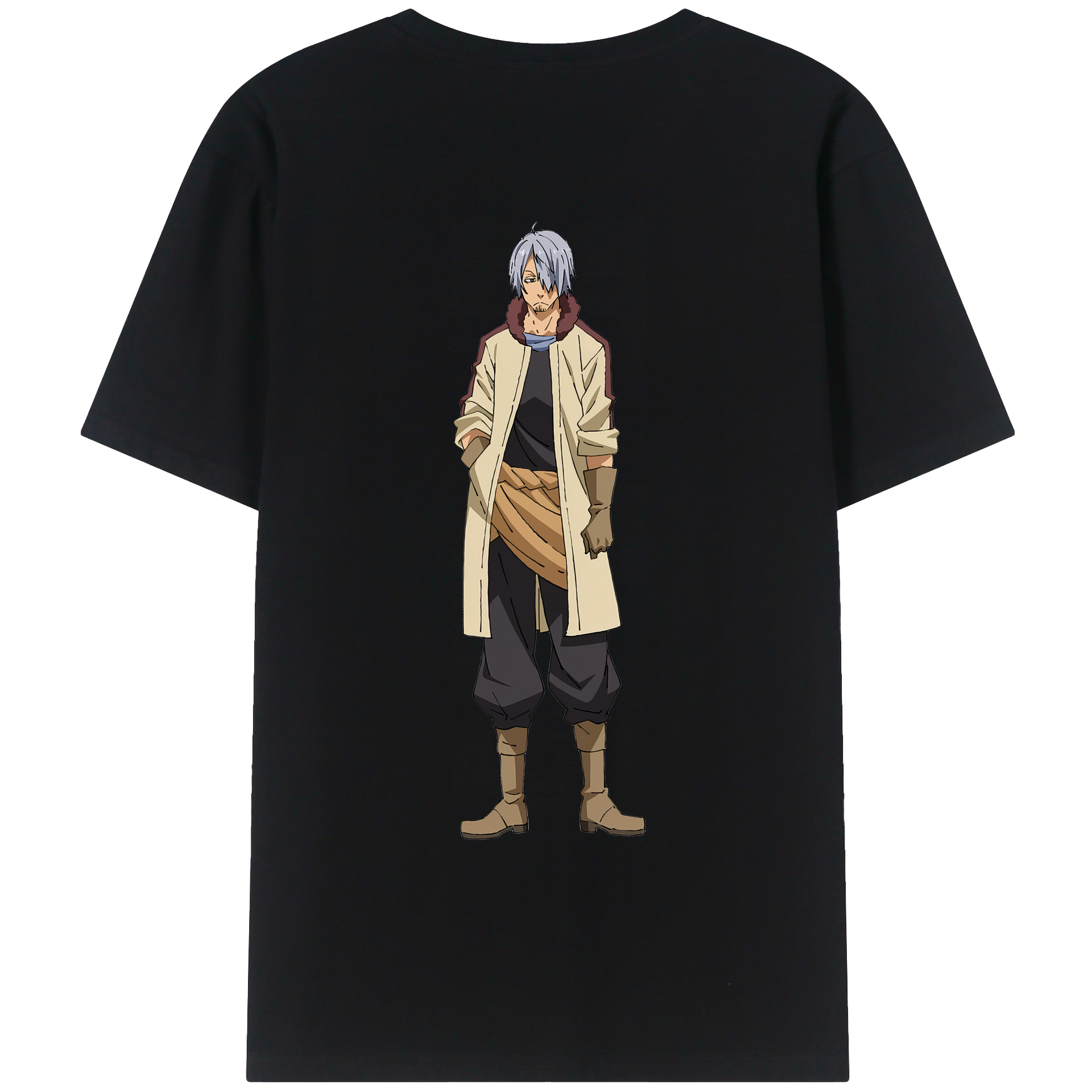 （画像用） 転スラ Regarding Reincarnated to Slime 綿100％ メンズ半袖Tシャツ（バックプリント） 通気性