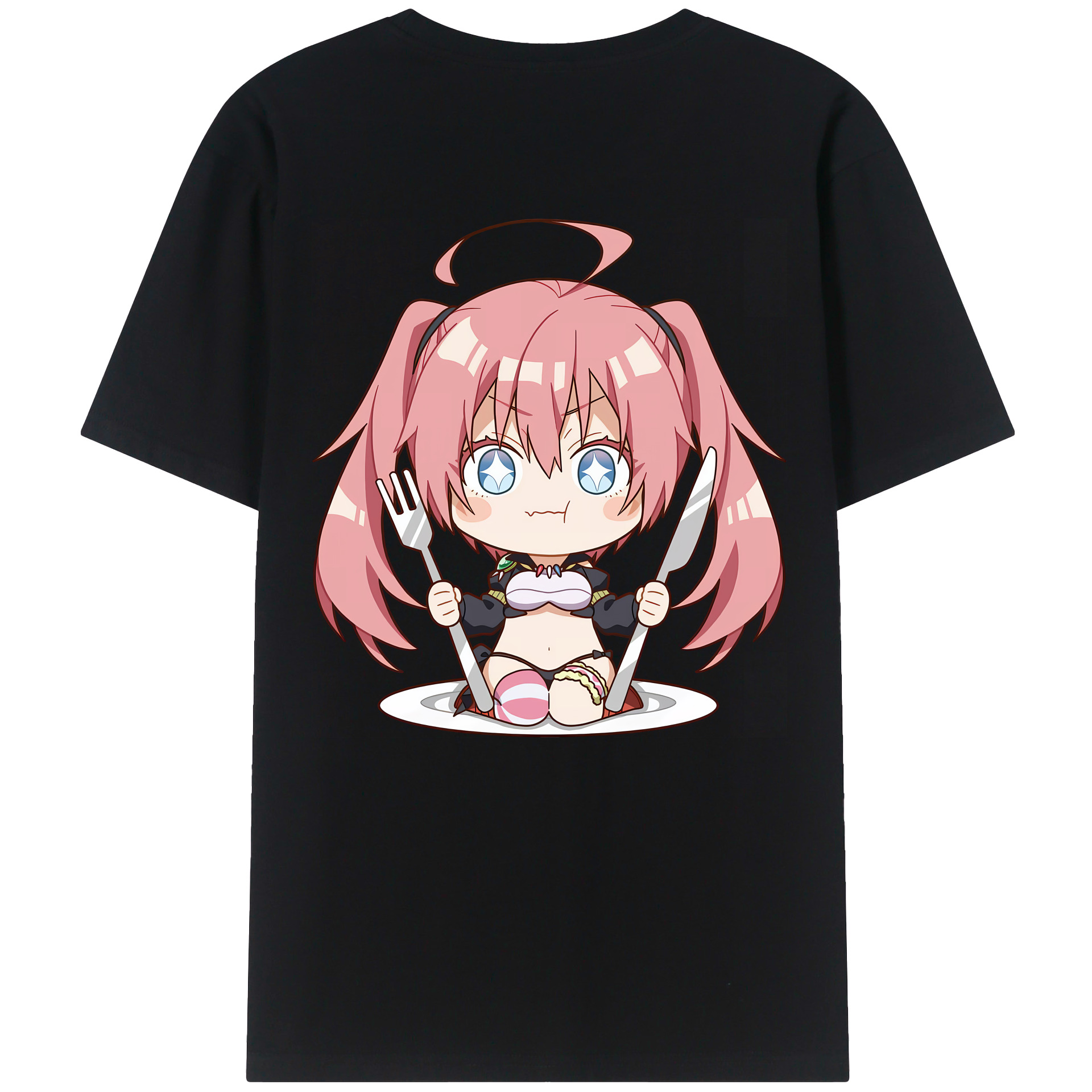 （画像用） 転スラ Regarding Reincarnated to Slime 綿100％ メンズ半袖Tシャツ（バックプリント） 通気性